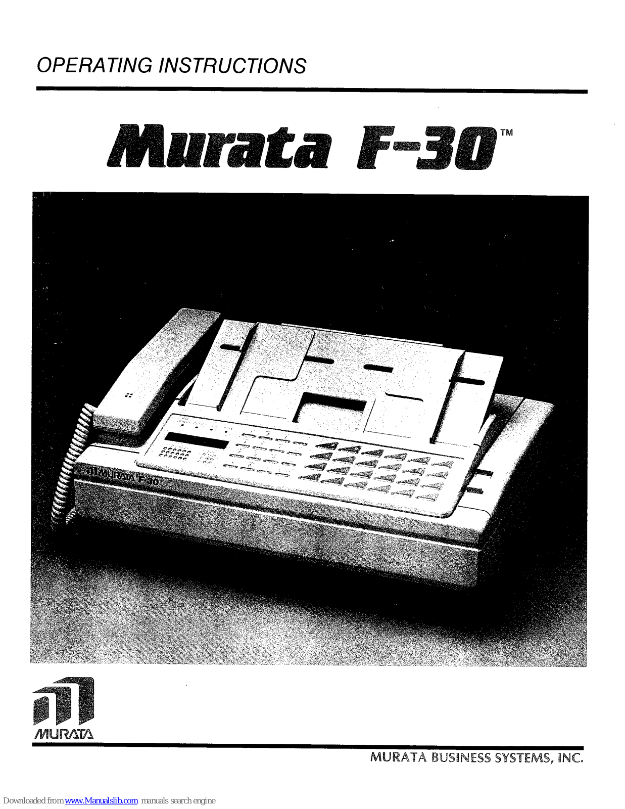 Murata F-30 Operating Instructions Manual - ManualMachine.com