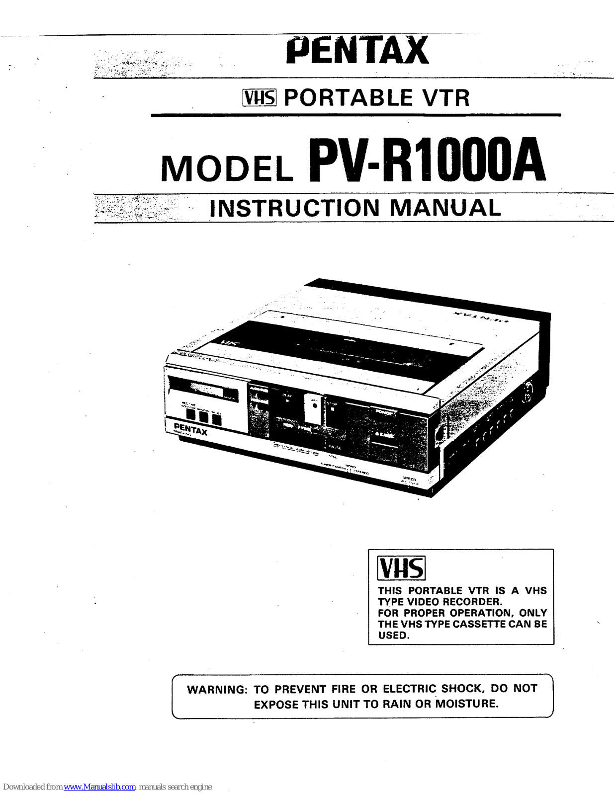 Pentax PV-R1000A Instruction Manual