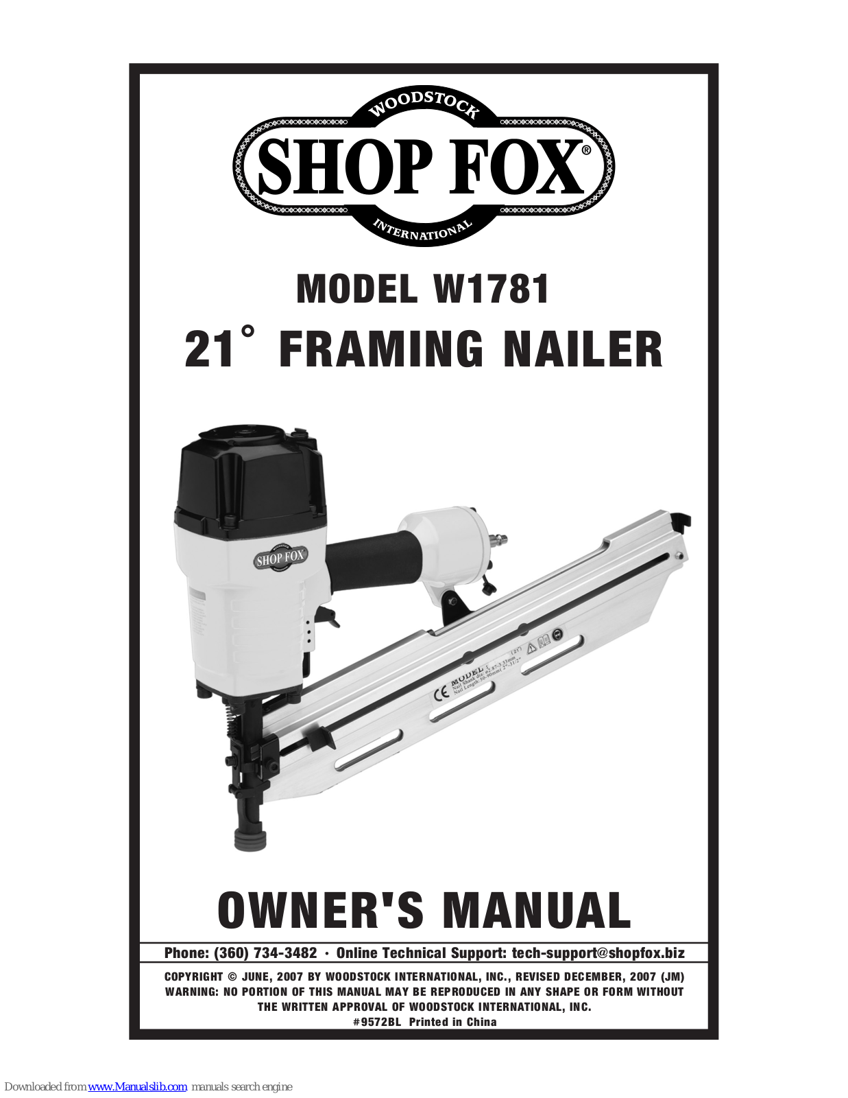 Shop fox W1781 Owner's Manual