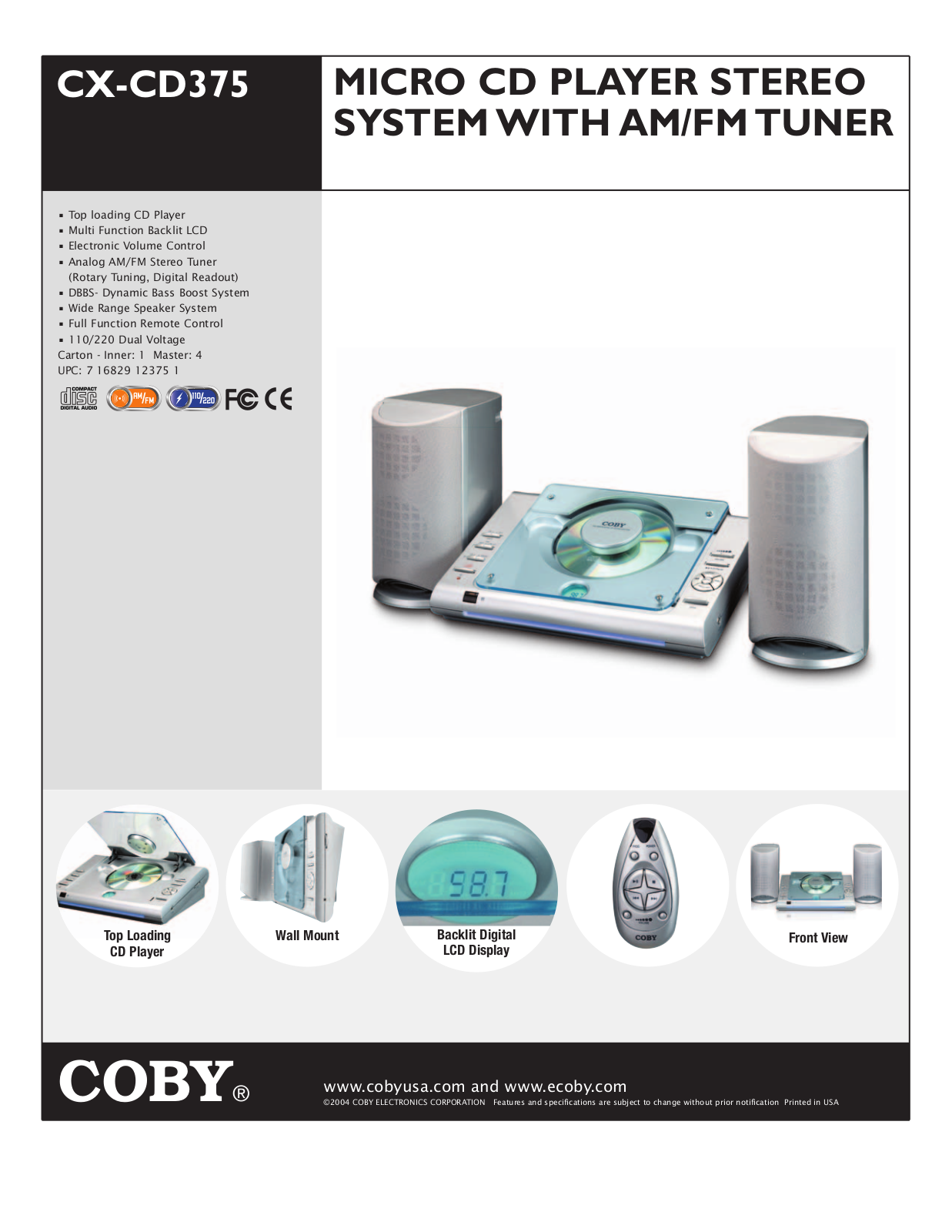 COBY CX-CD375 User Manual