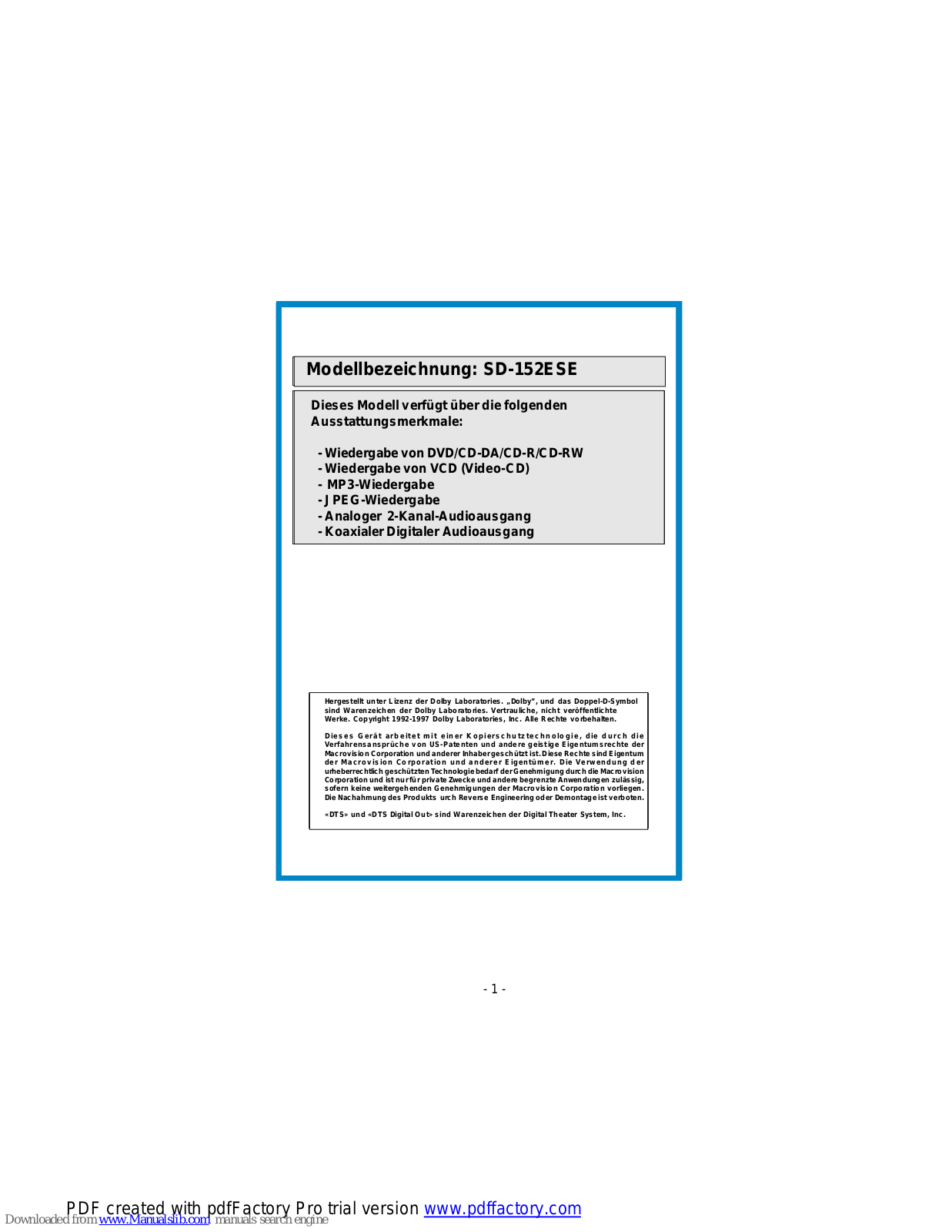 Toshiba SD-152ESE User Manual