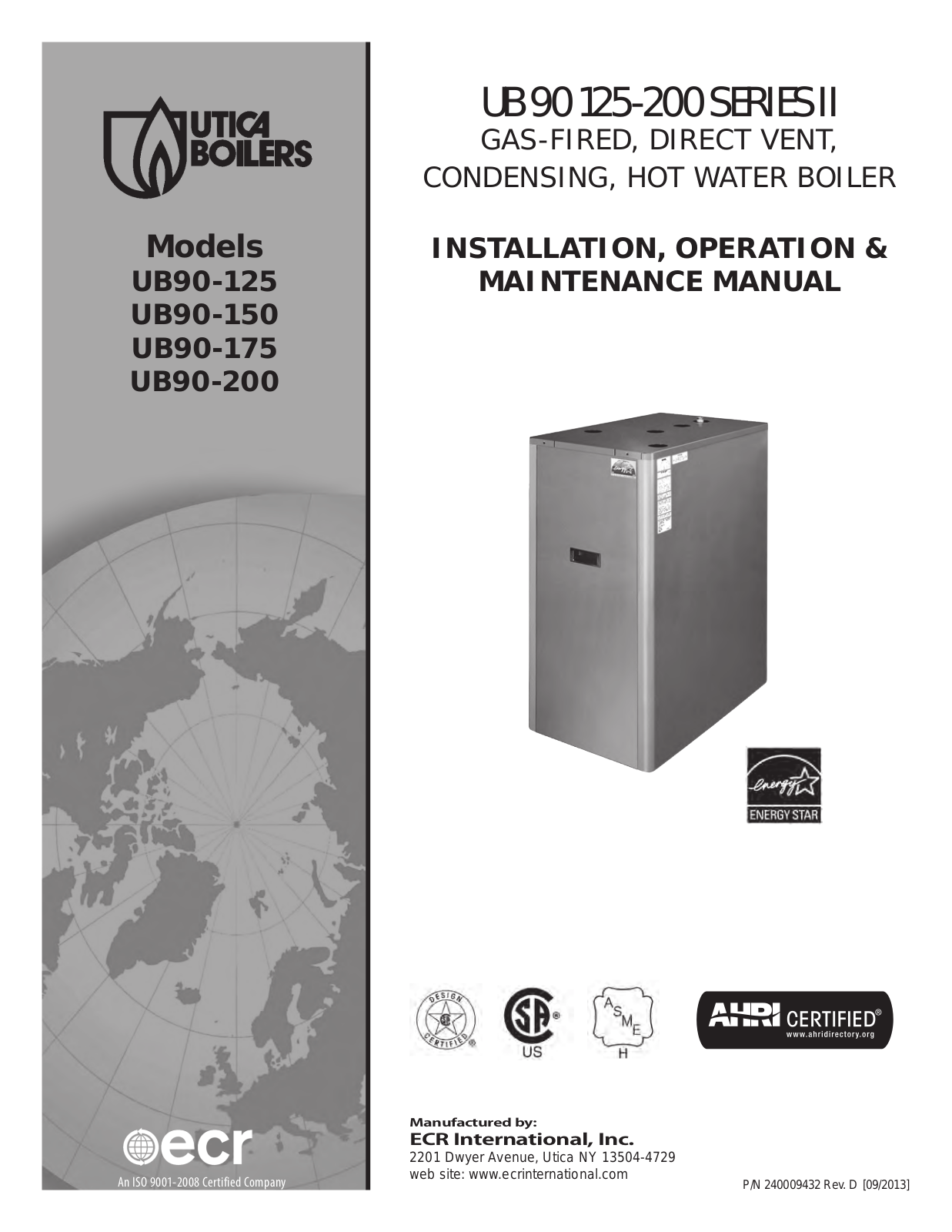 Utica Boilers UB90-200 Operation and Installation Manual