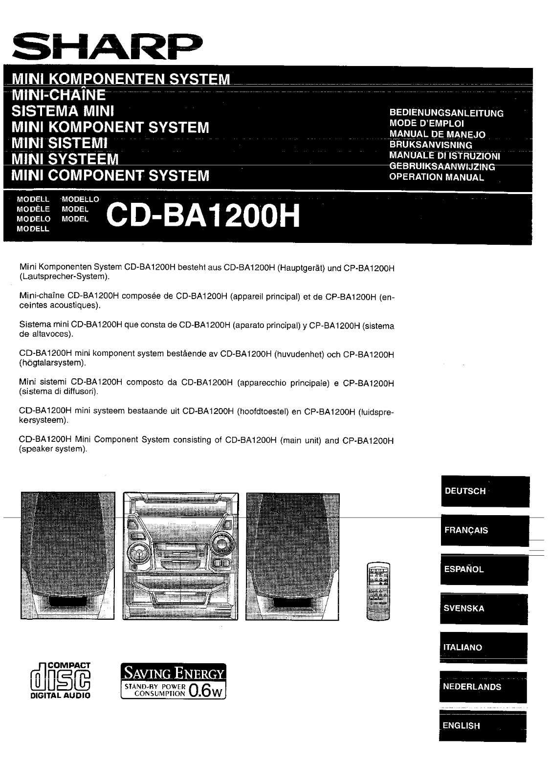 SHARP CD-BA1200 User Manual