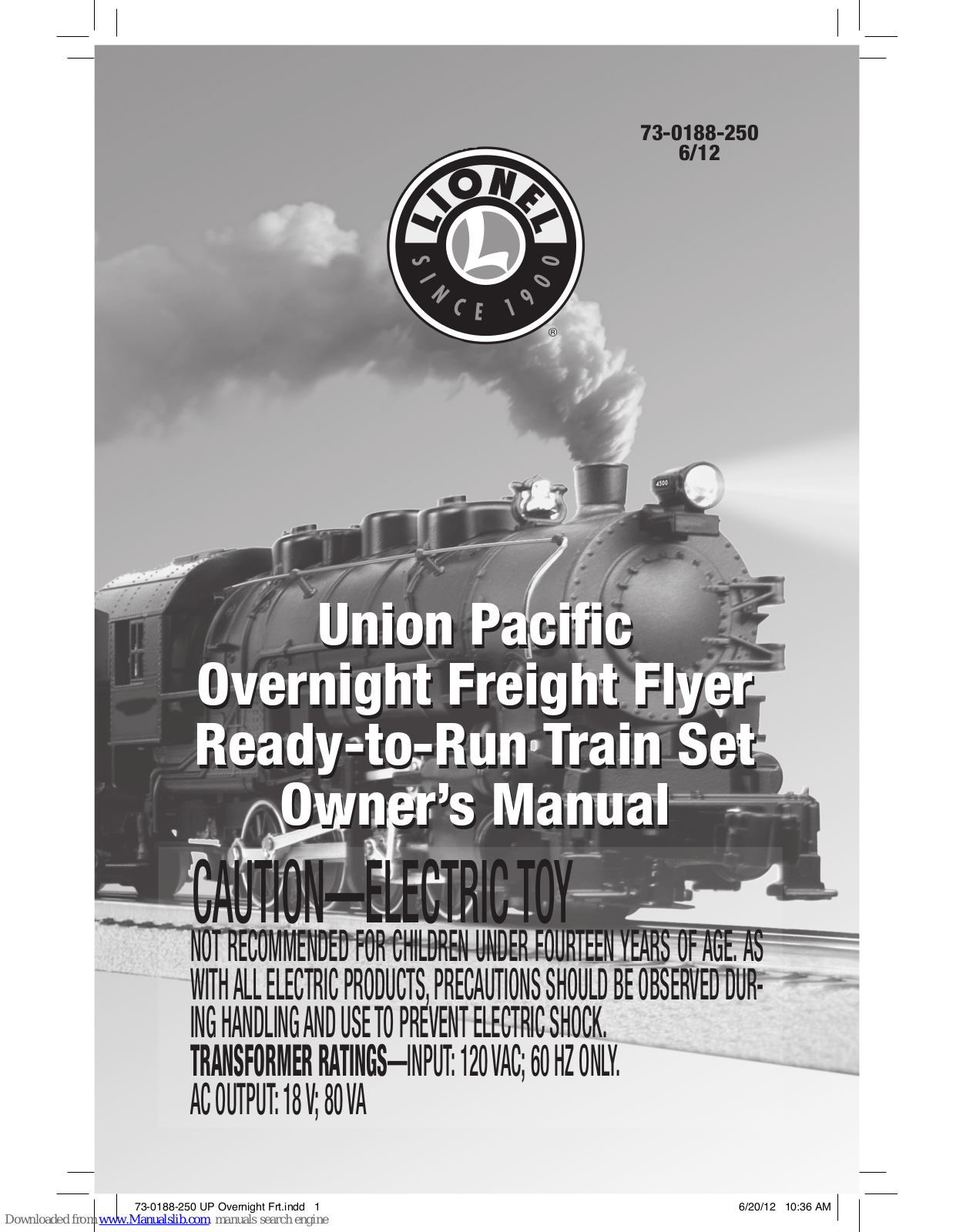 Lionel 0-8-0 Steam PEANUTS CHRISTMAS, Union Pacific Owner's Manual