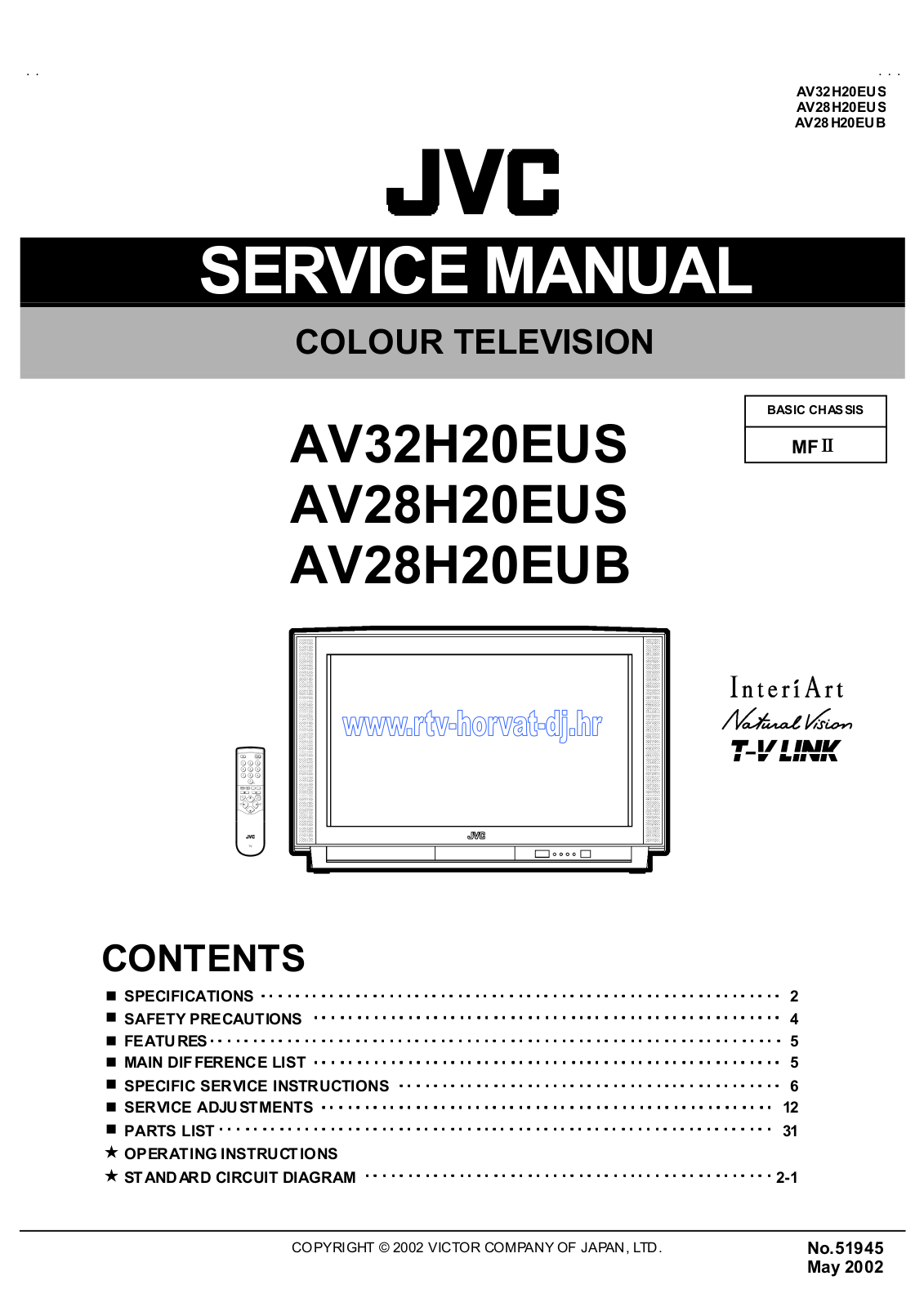 JVC AV-32H20EUS, AV-28H20EUS Service Manual