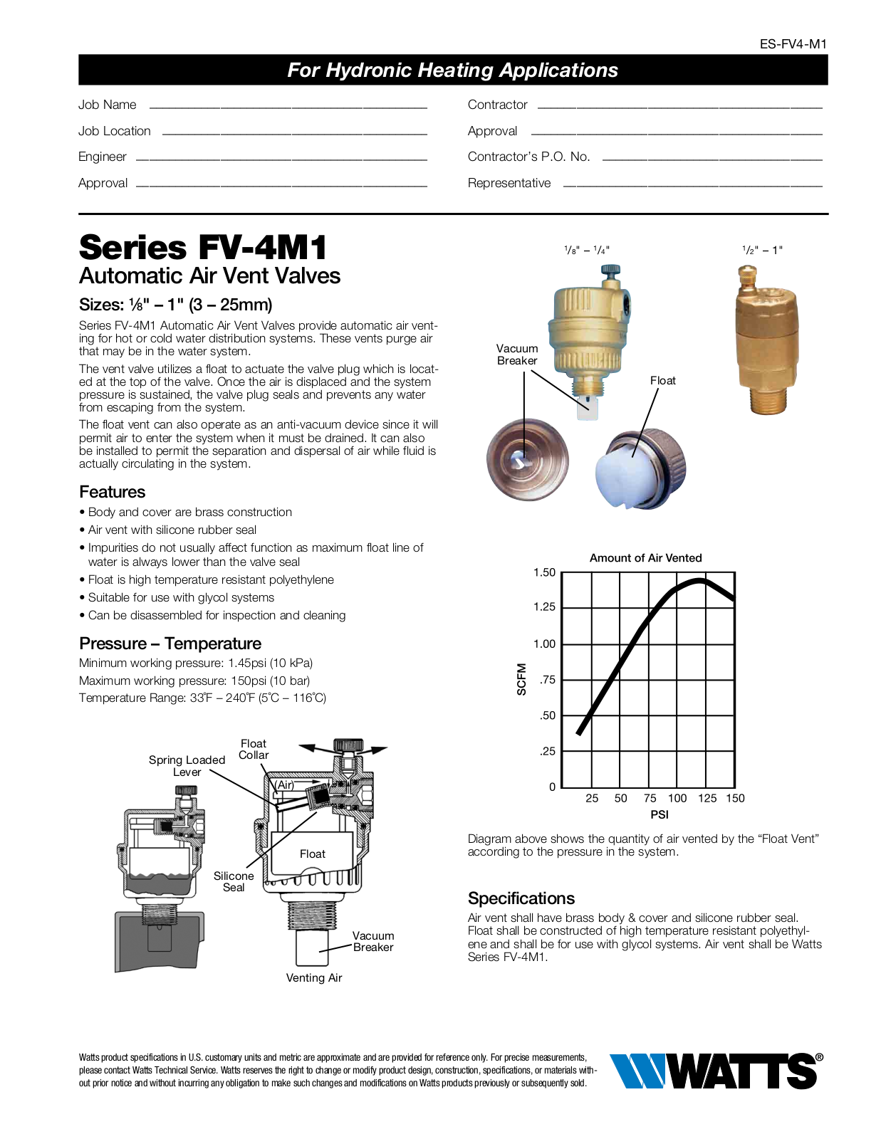 Watts FV-4 User Manual