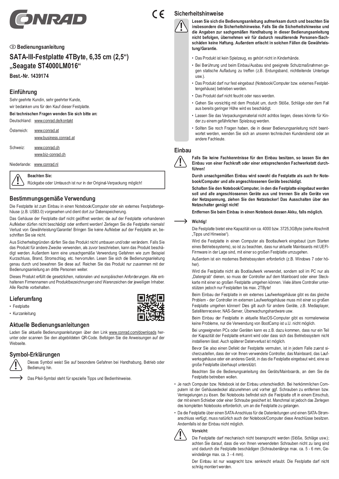 Seagate ST4000LM016 OPERATION MANUAL