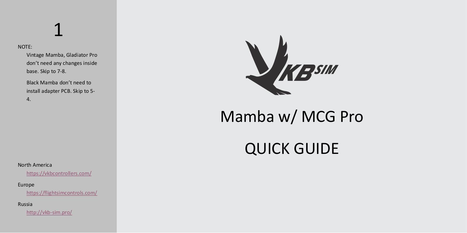 VKB-Sim Mamba w/ MCG Pro Quick Manual