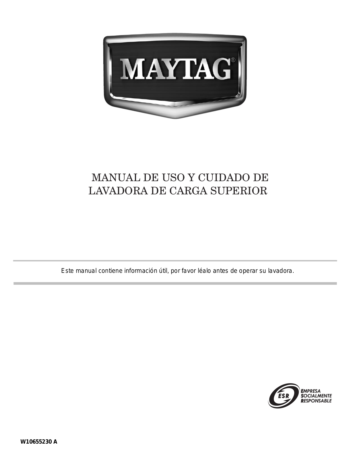 Maytag 7MMVWC100DW User manual