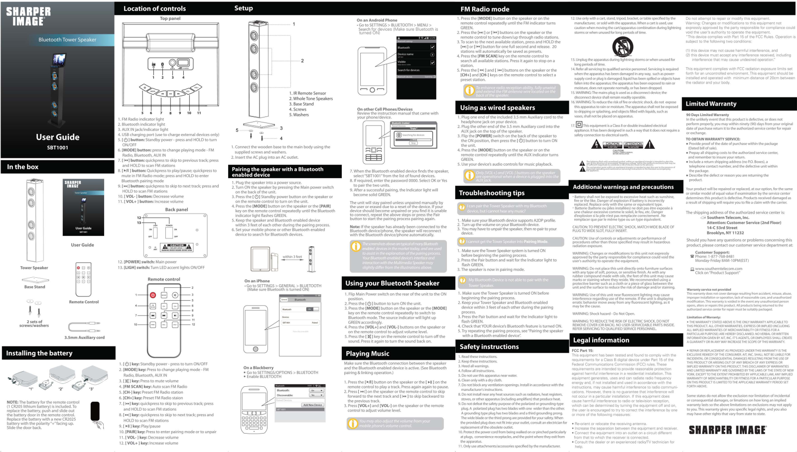 Sharper image SBT1001 User Manual