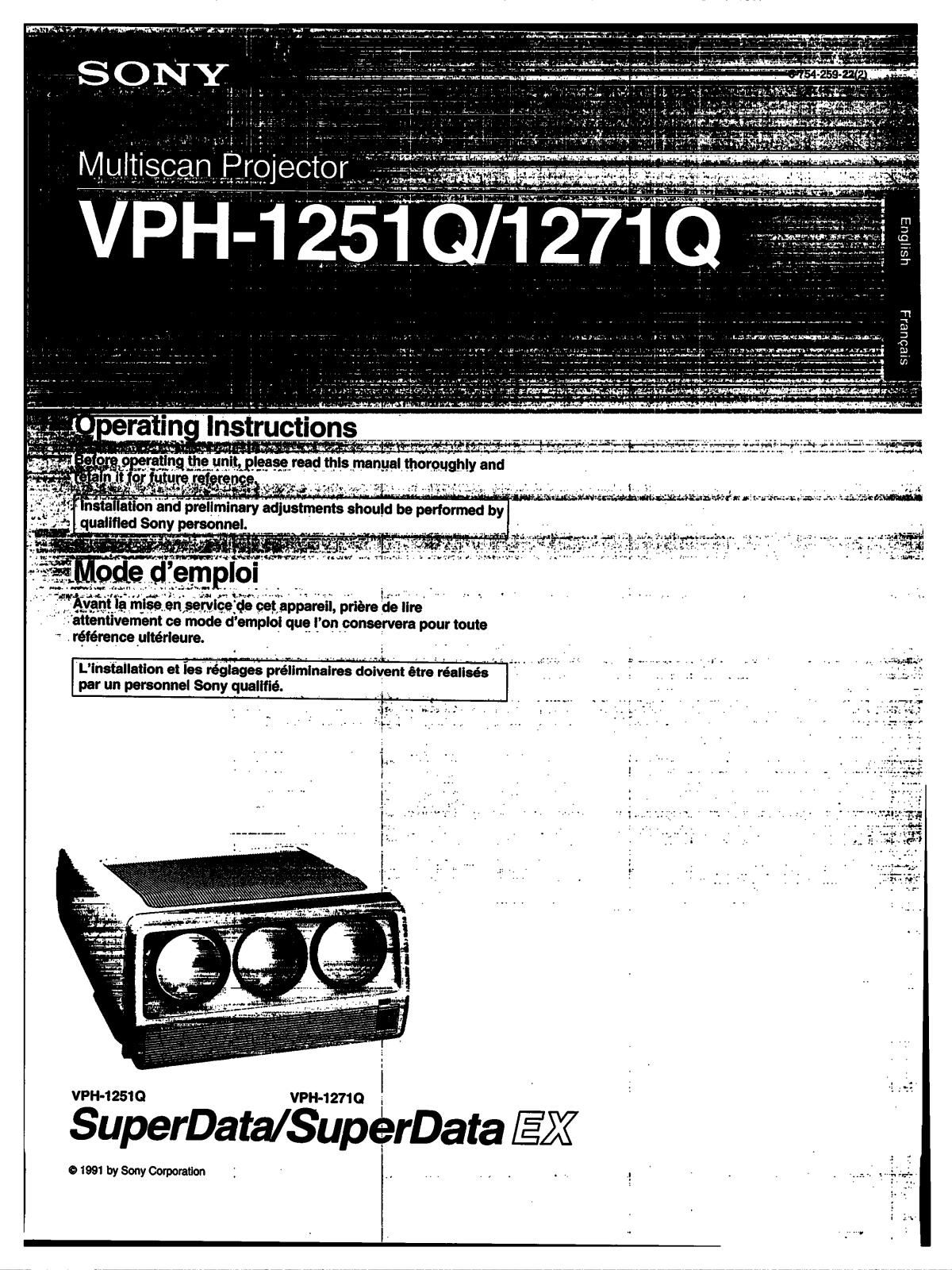 Sony VPH-1251Q User Manual