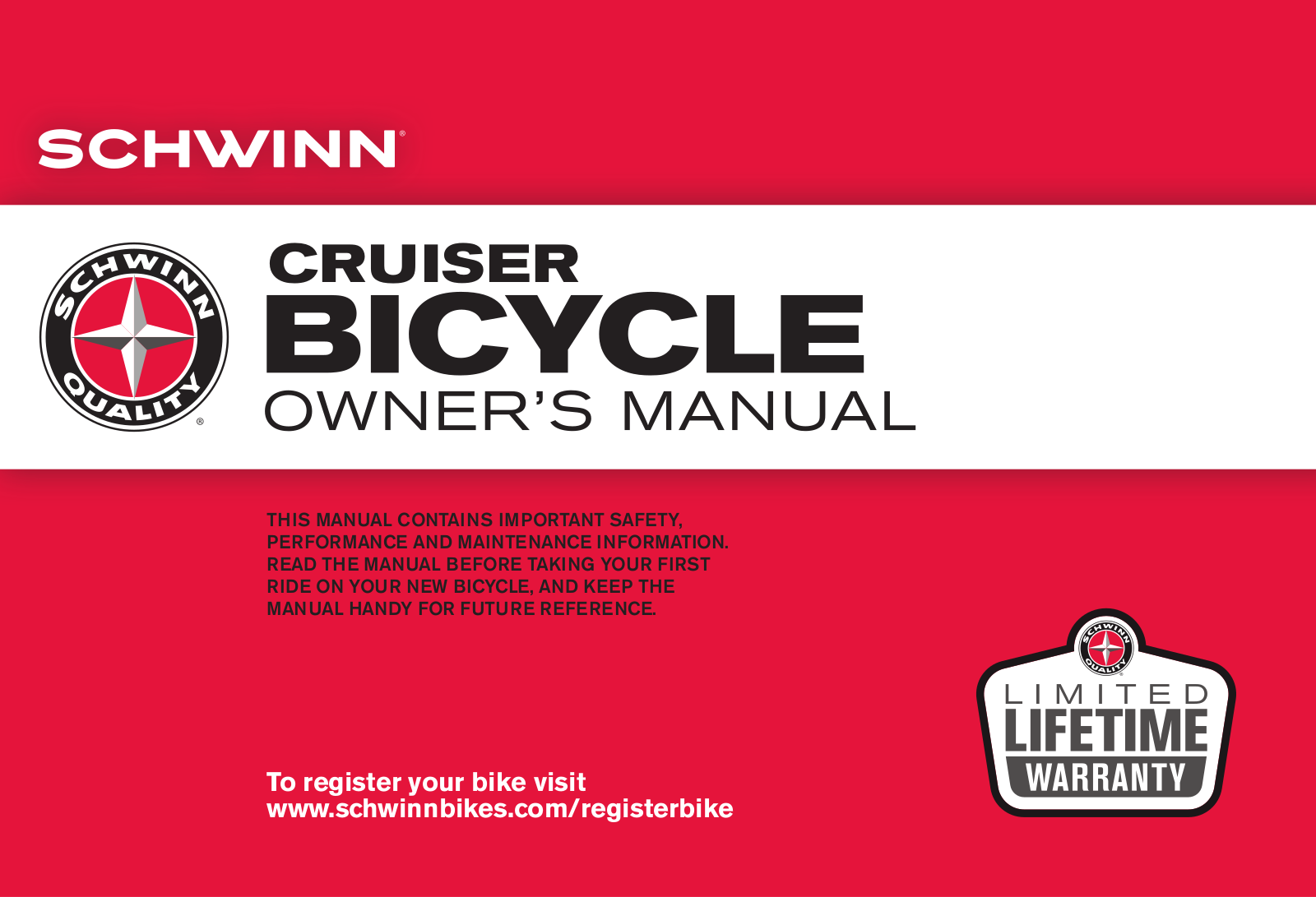 Schwinn Cruiser Bicycle Owner's Manual