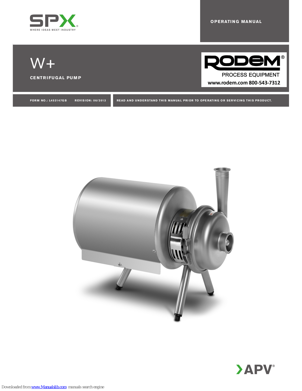APV W+30/80, W+30/120, W+35/55, W+22/20, W+50/8 Operating Manual