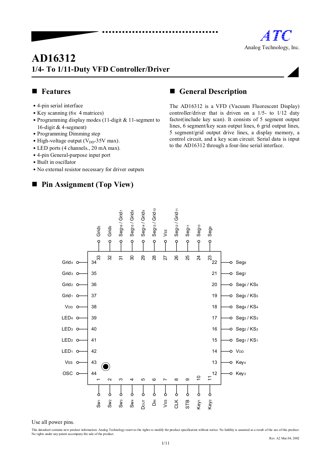 ATC AD16312 Datasheet