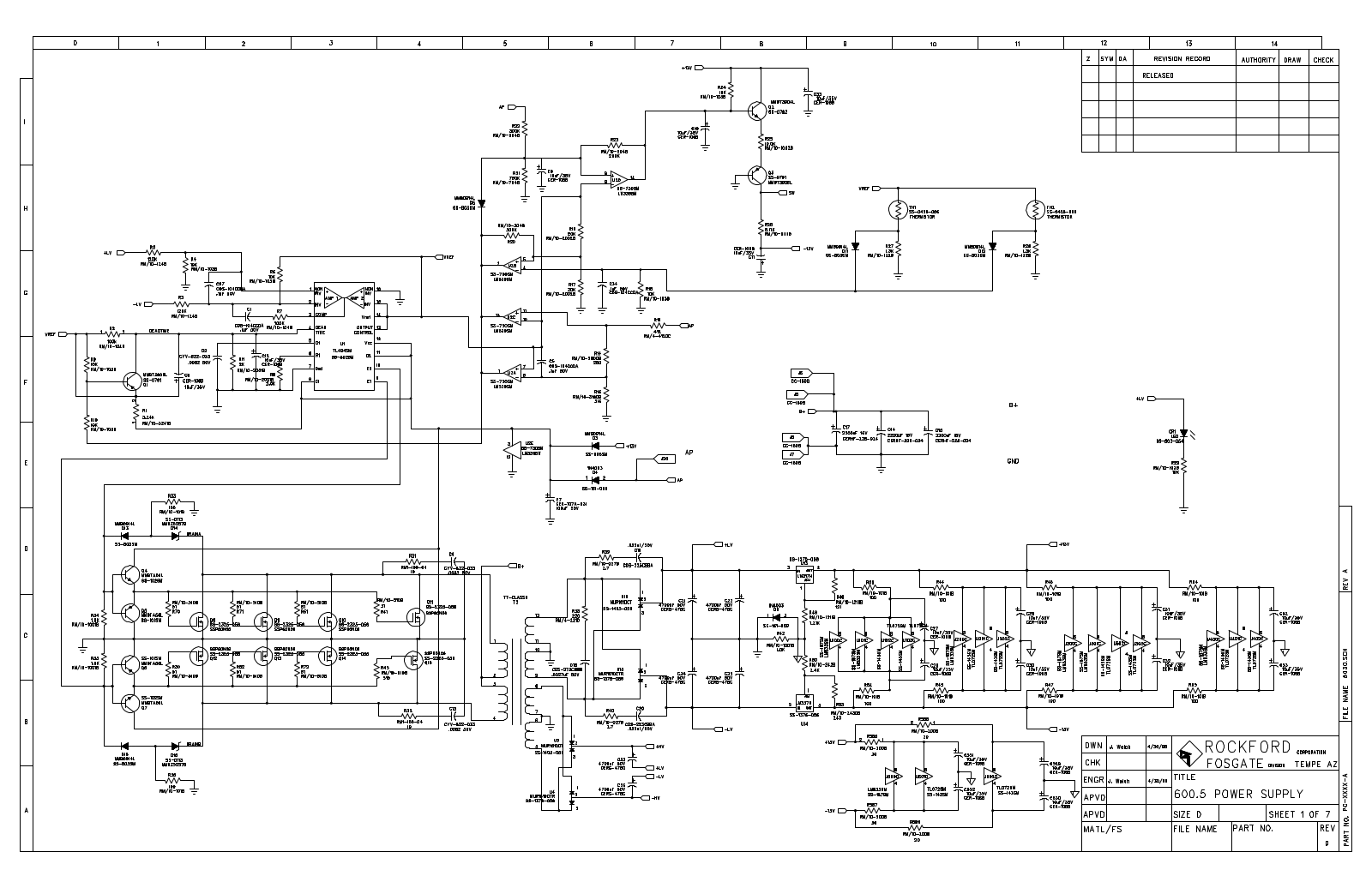 Rockford Fosgate 600-A-5 Schematic