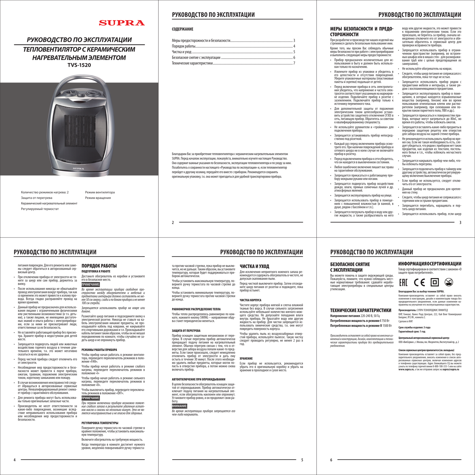 Supra TVS-1520 User Manual