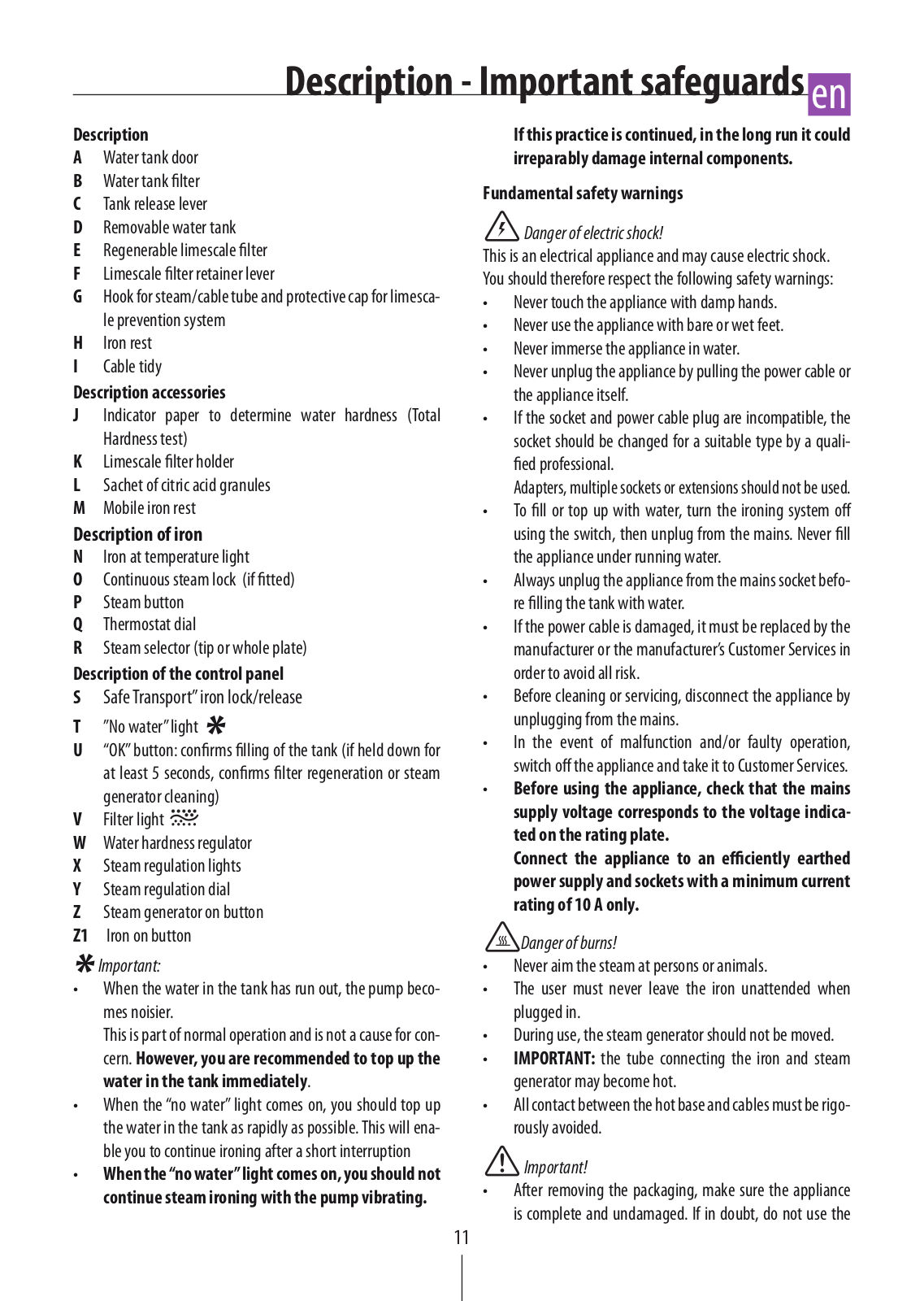 Delonghi VVX1885 Instruction manuals