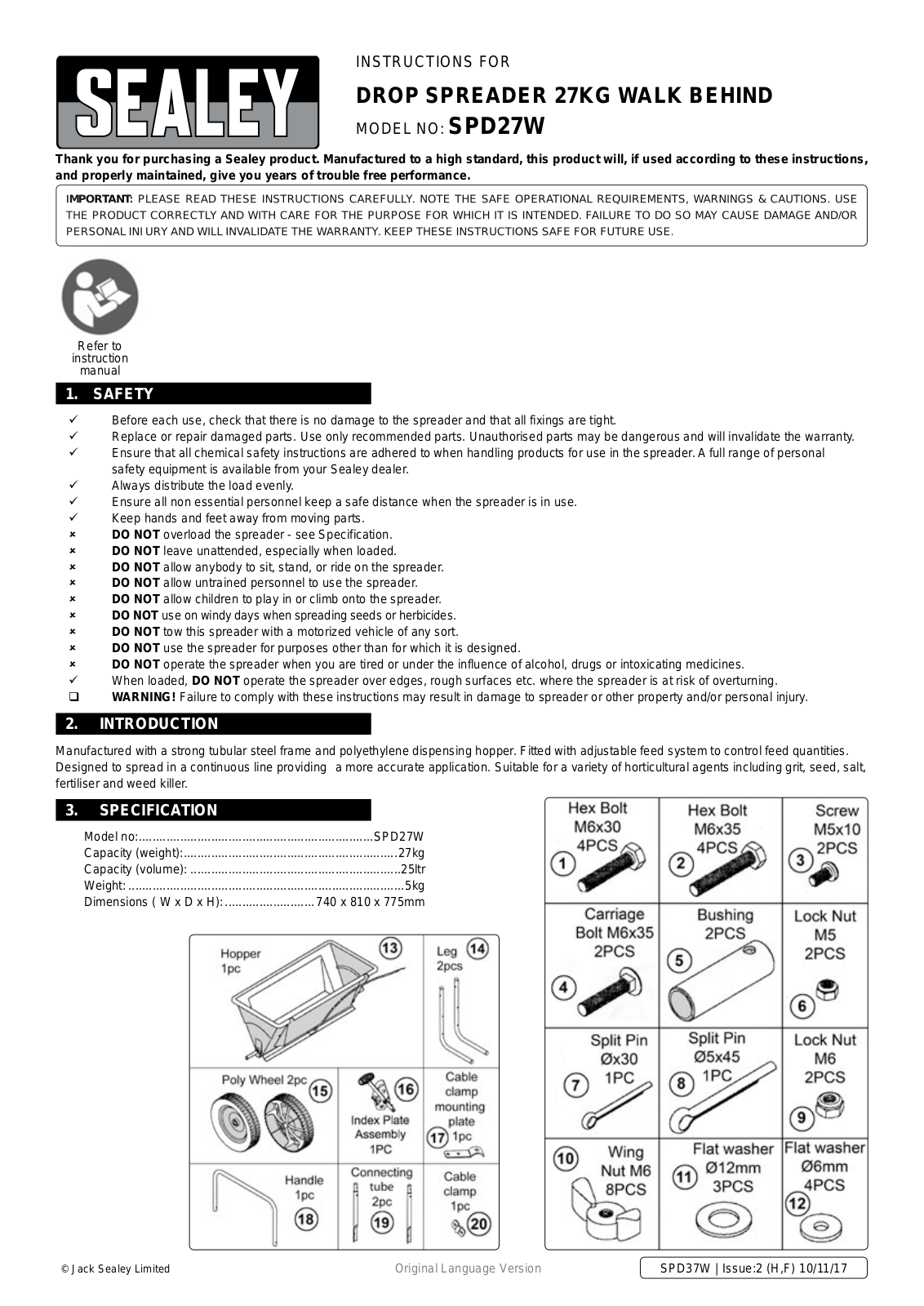 Sealey spd27w Instruction Booklet - ManualMachine.com