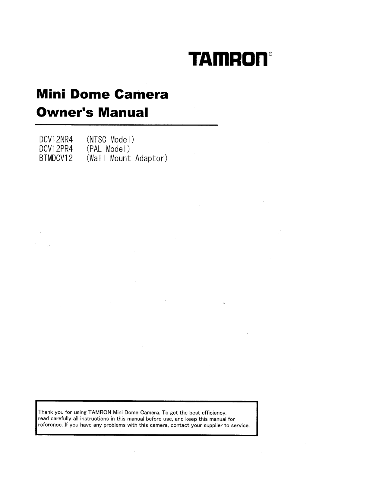 Tamron DCV12 User Manual