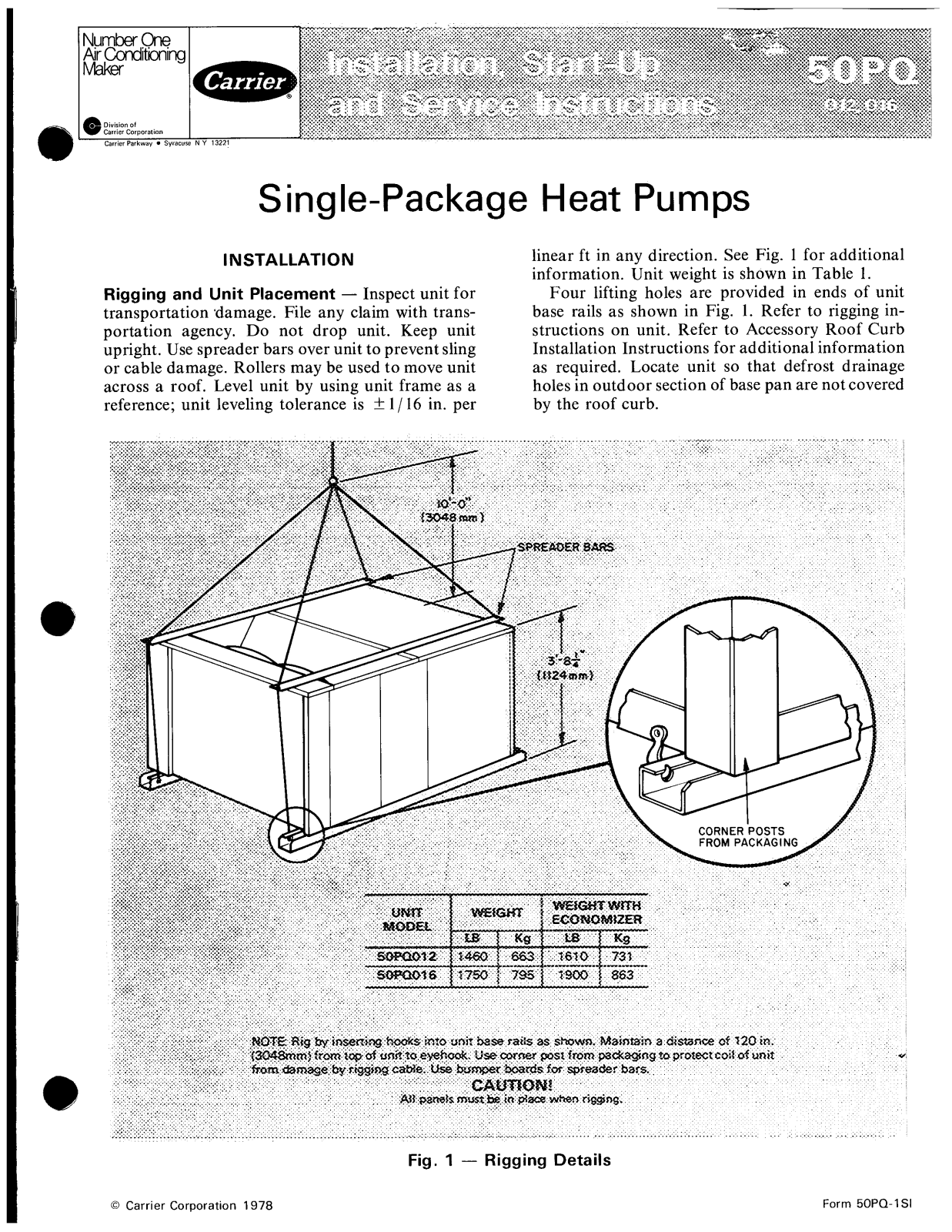 Carrier 50PQ User Manual