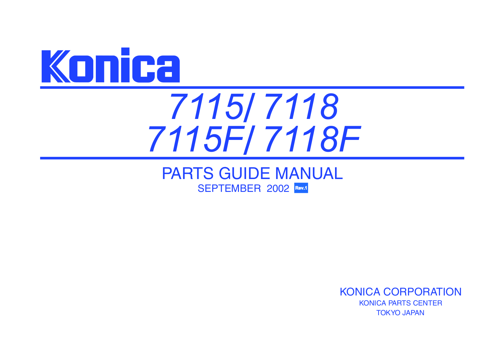 KONICA 7118 PARTS GUIDE MANUAL