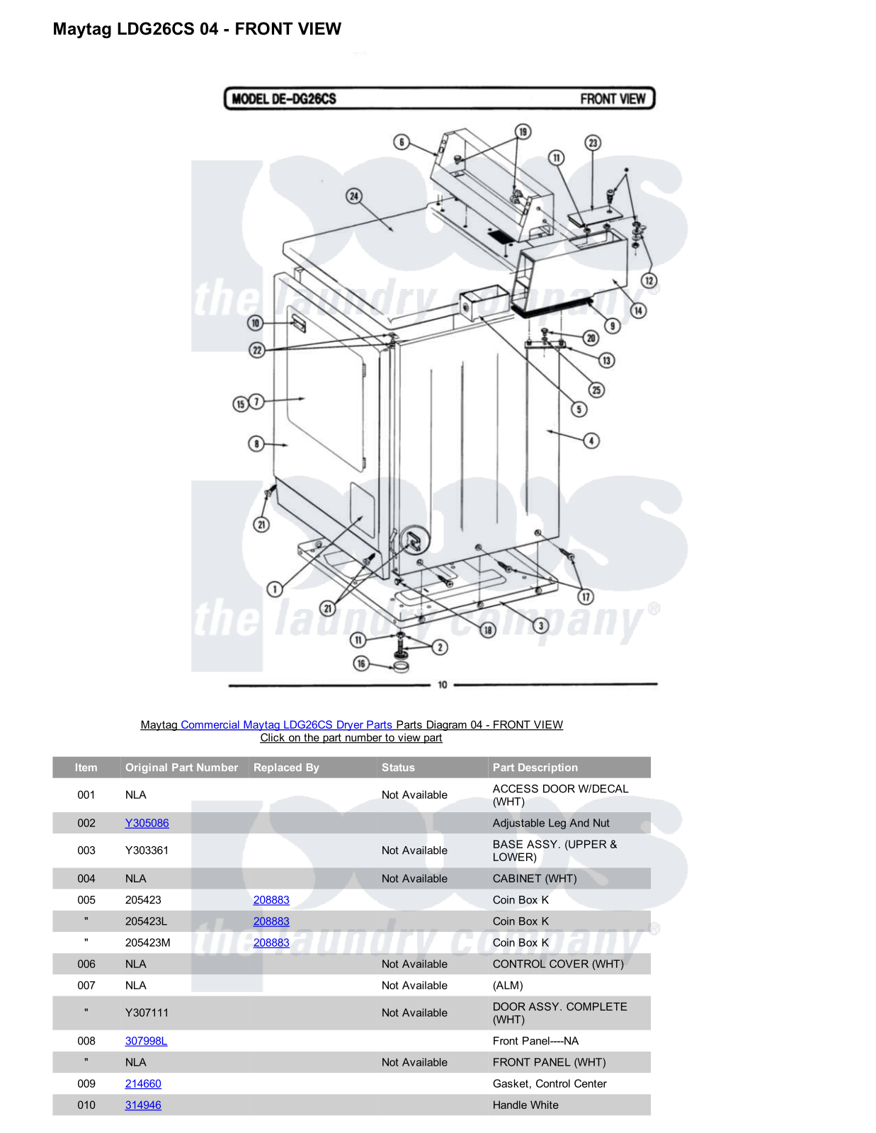 Maytag LDG26CS Parts Diagram