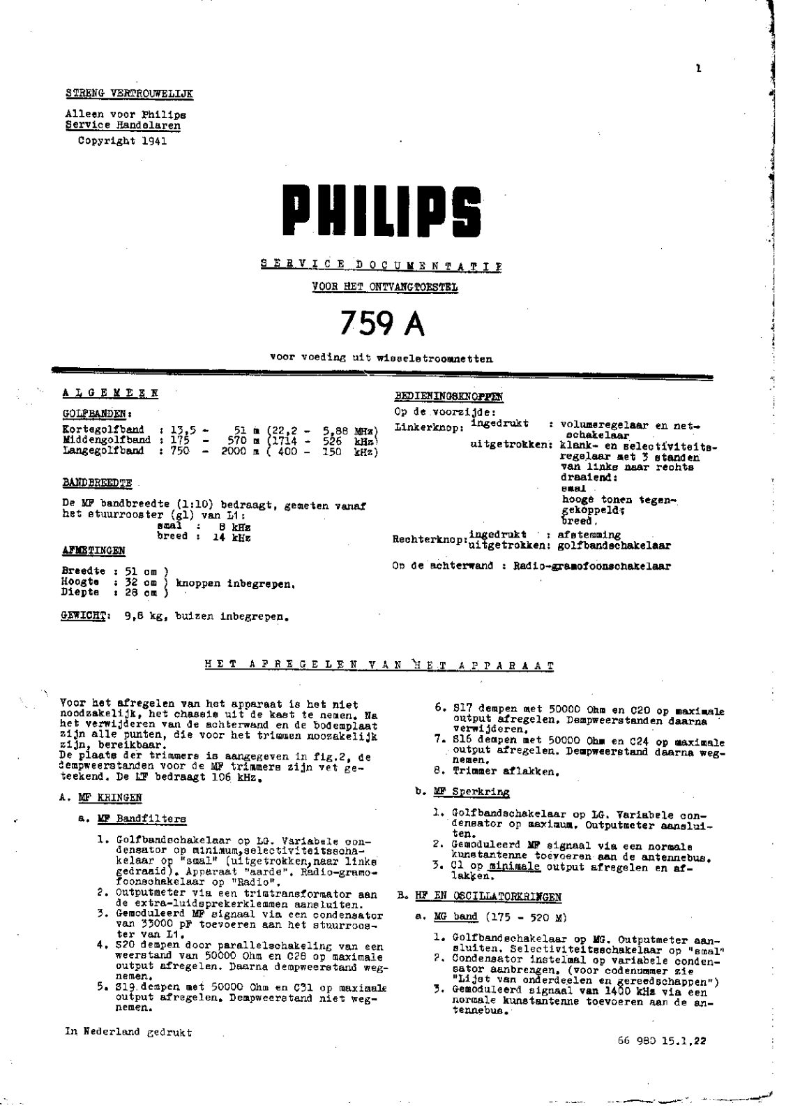 Philips 759-A Service Manual