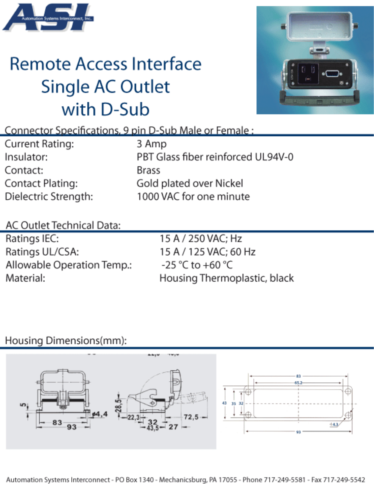 ASI-Automation Systems Interconnect RAI-SAC-202 Data Sheet