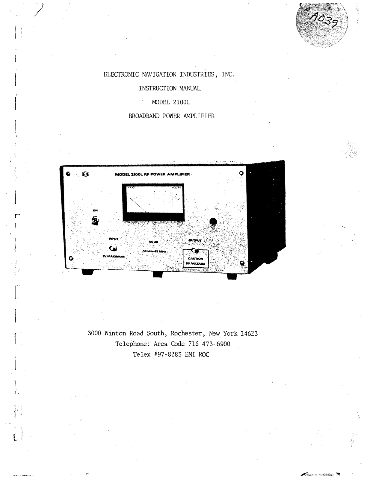 ENI 2100L Service manual