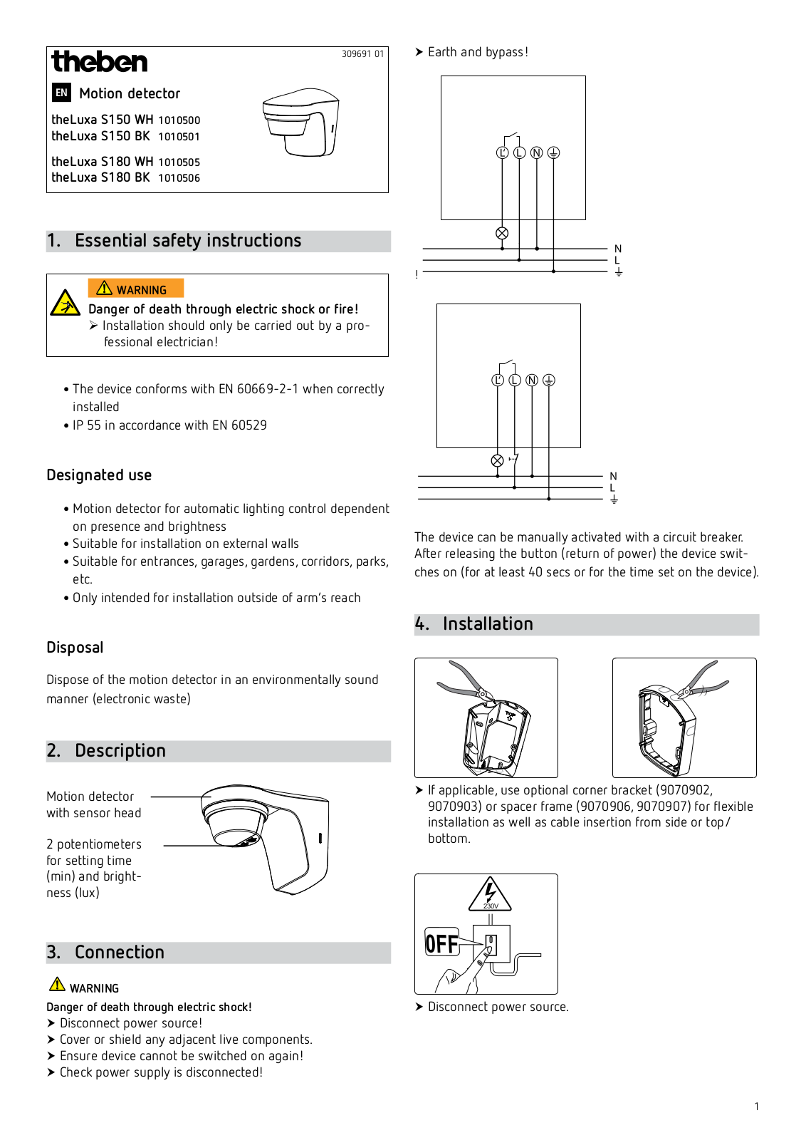 Theben theLuxa S150 WH operation manual