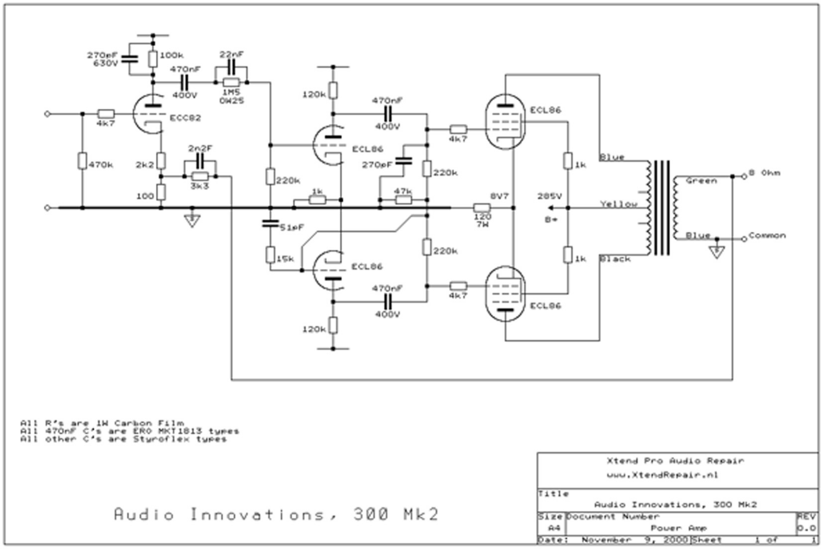 Audio Innovations 300 Mk2 Schematic
