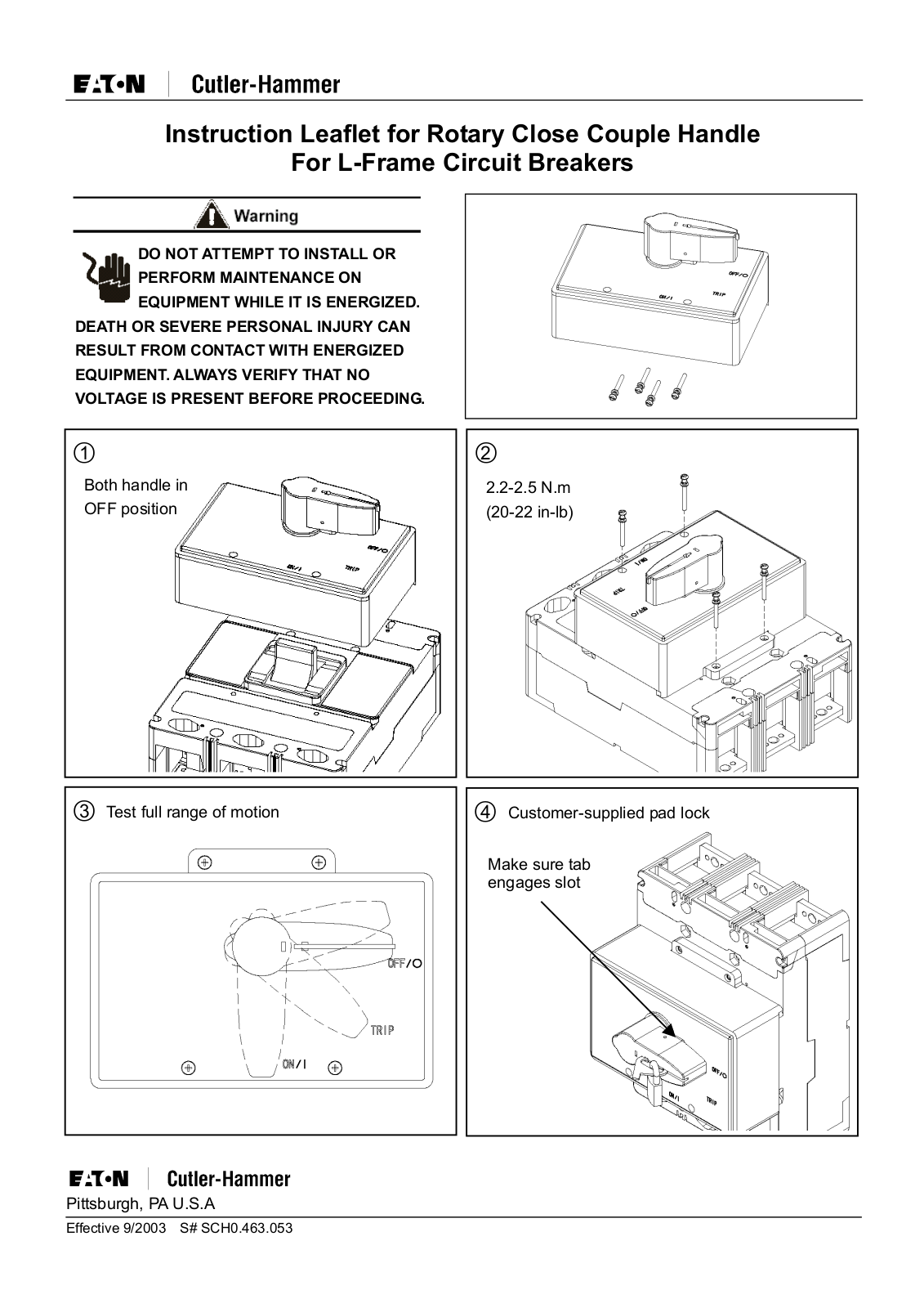 Cutler Hammer, Div of Eaton Corp LD3600 Instruction Manual