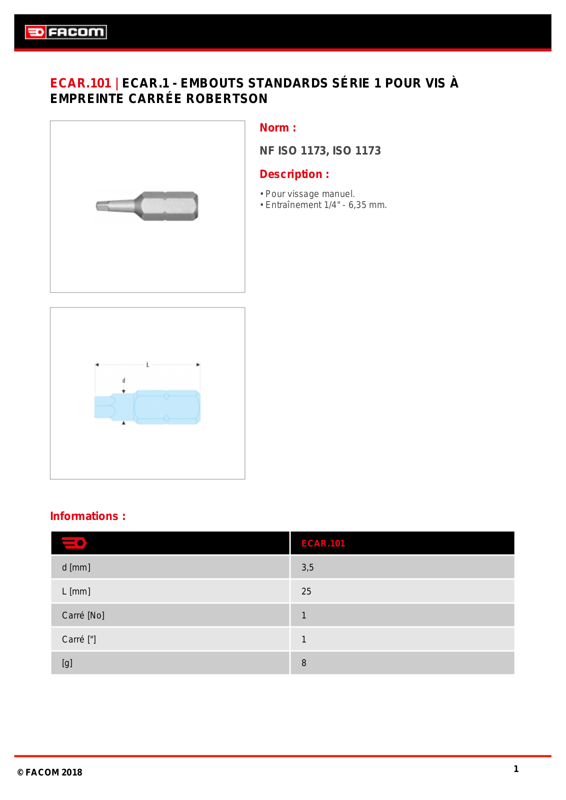 Facom ECAR.101 Specification - ManualMachine.com