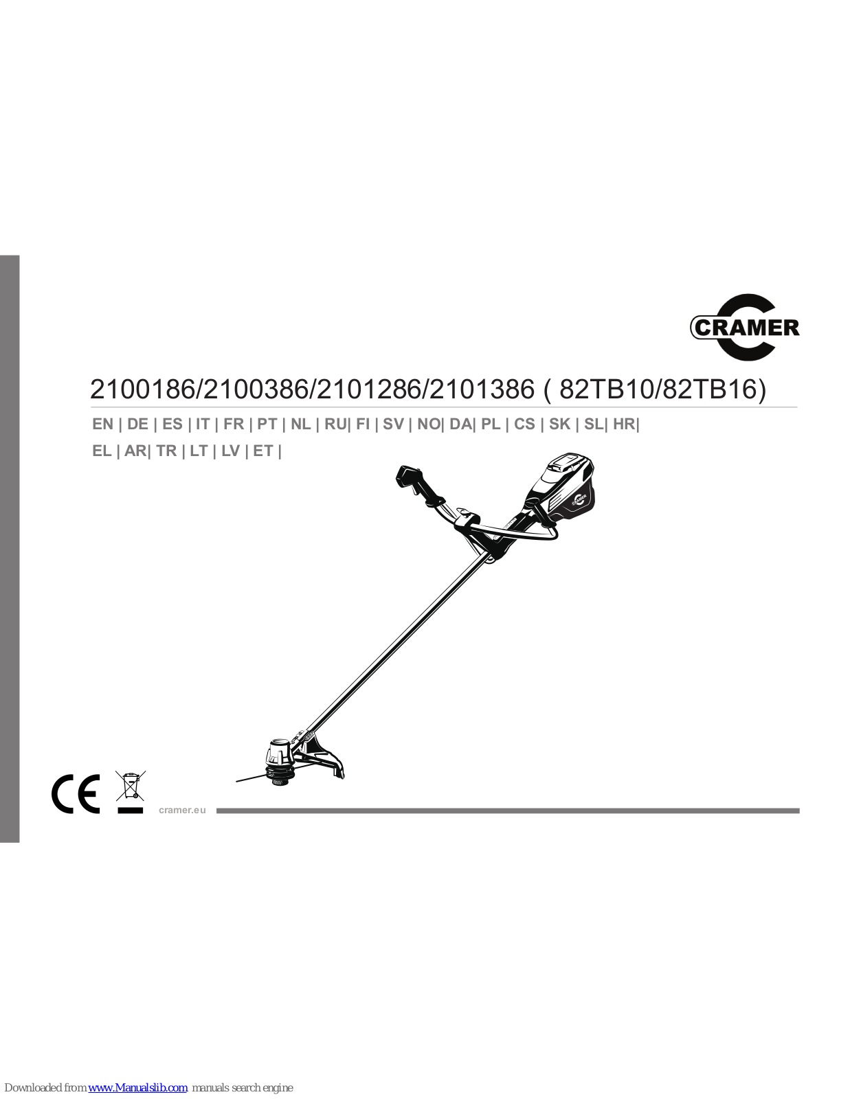 Cramer 2100186, 2100386, 2101386, 2101286, 82TB10 Operator's Manual