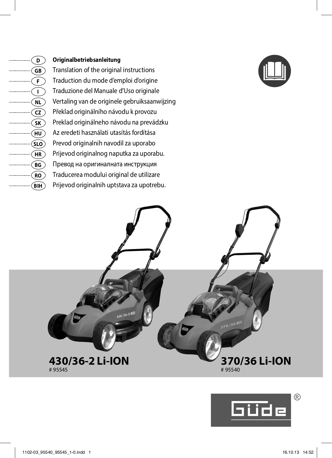 Güde 370-36 LI-ION User Manual