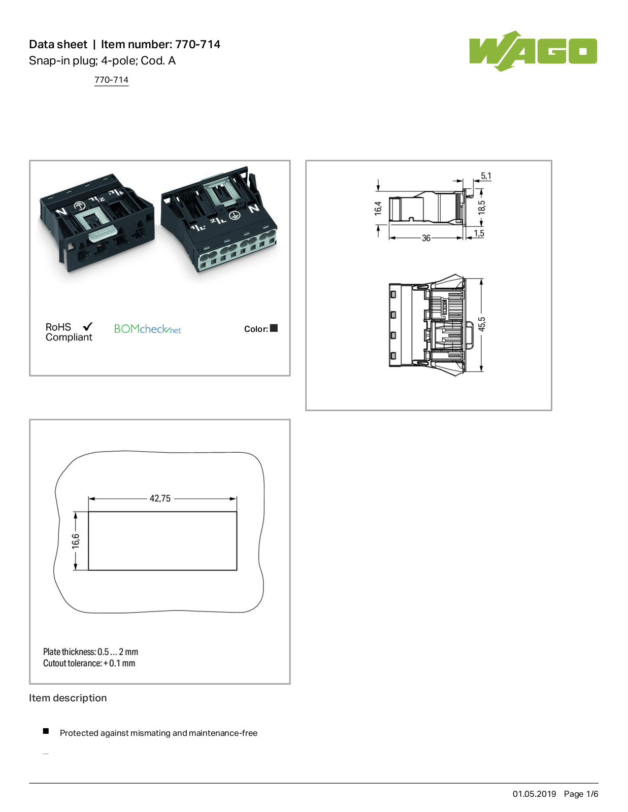 Wago 770-714 Data Sheet