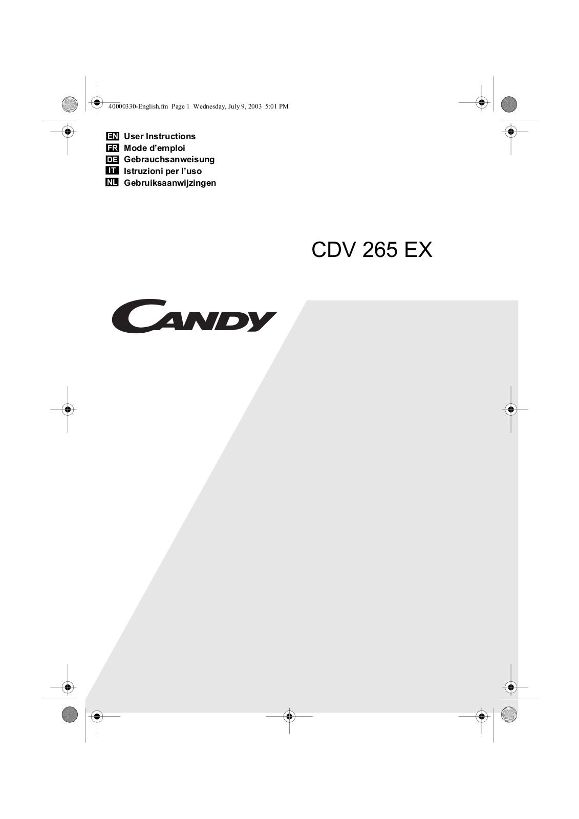 Candy CDV265EX User Manual