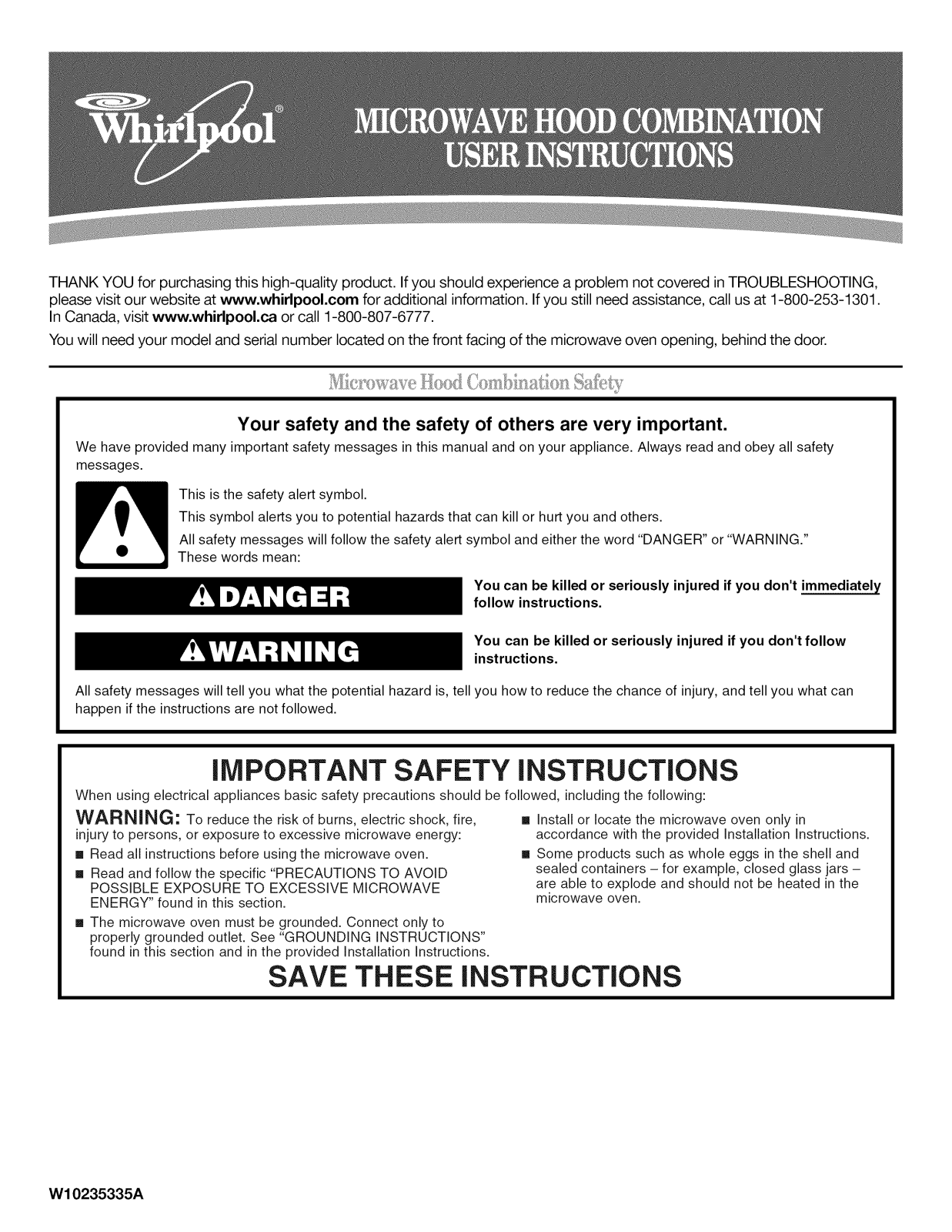 Whirlpool YMH2175XSS4 Owner’s Manual