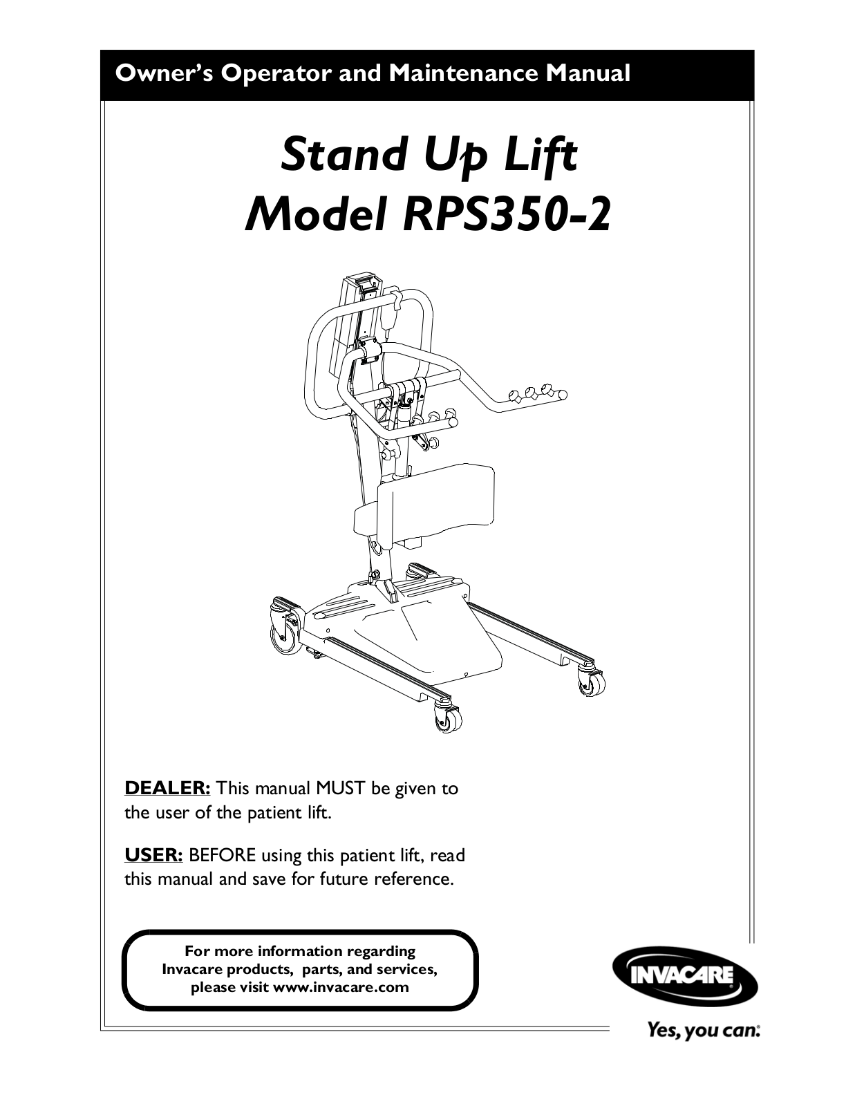 Invacare RPS350-2 User Manual