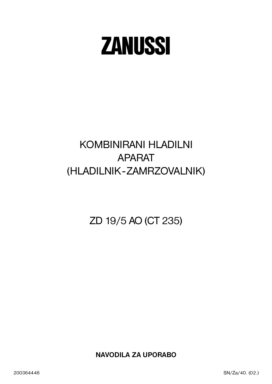 Zanussi ZD 19/ AO, ZD 19/5 B User Manual