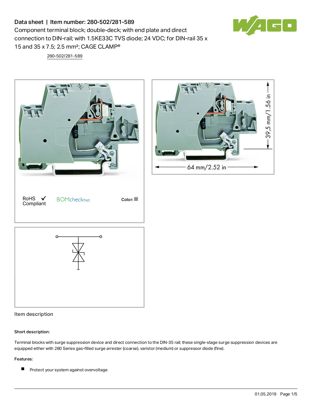 Wago 280-502/281-589 Data Sheet