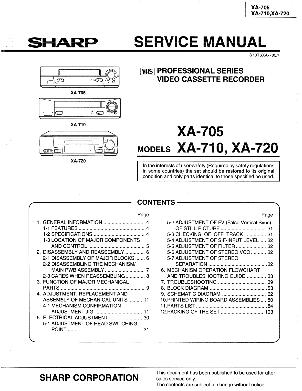 SHARP XA-705, XA-710, XA-720 Service Manual - ManualMachine.com