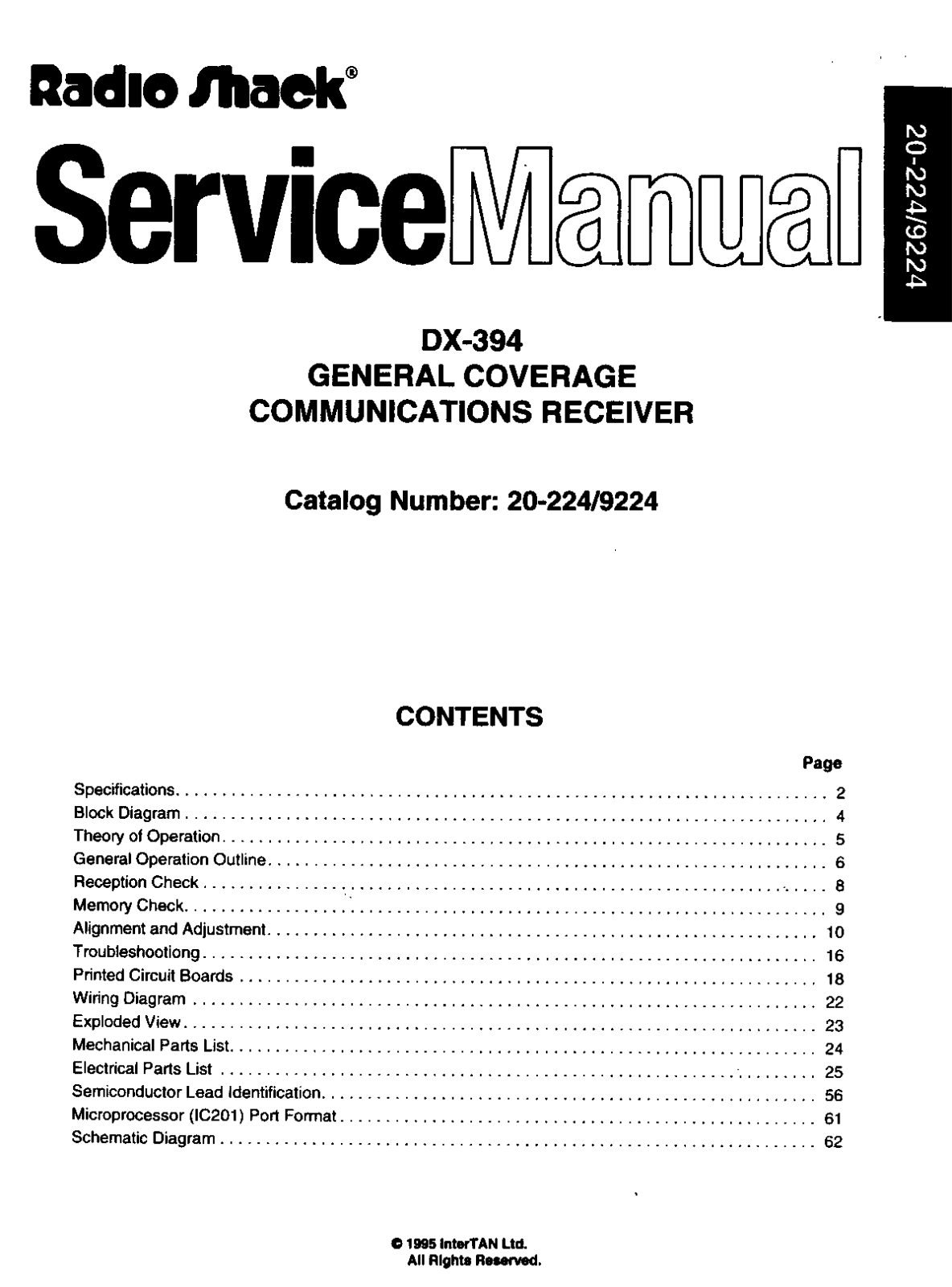 RadioShack DX-394 Service Manual