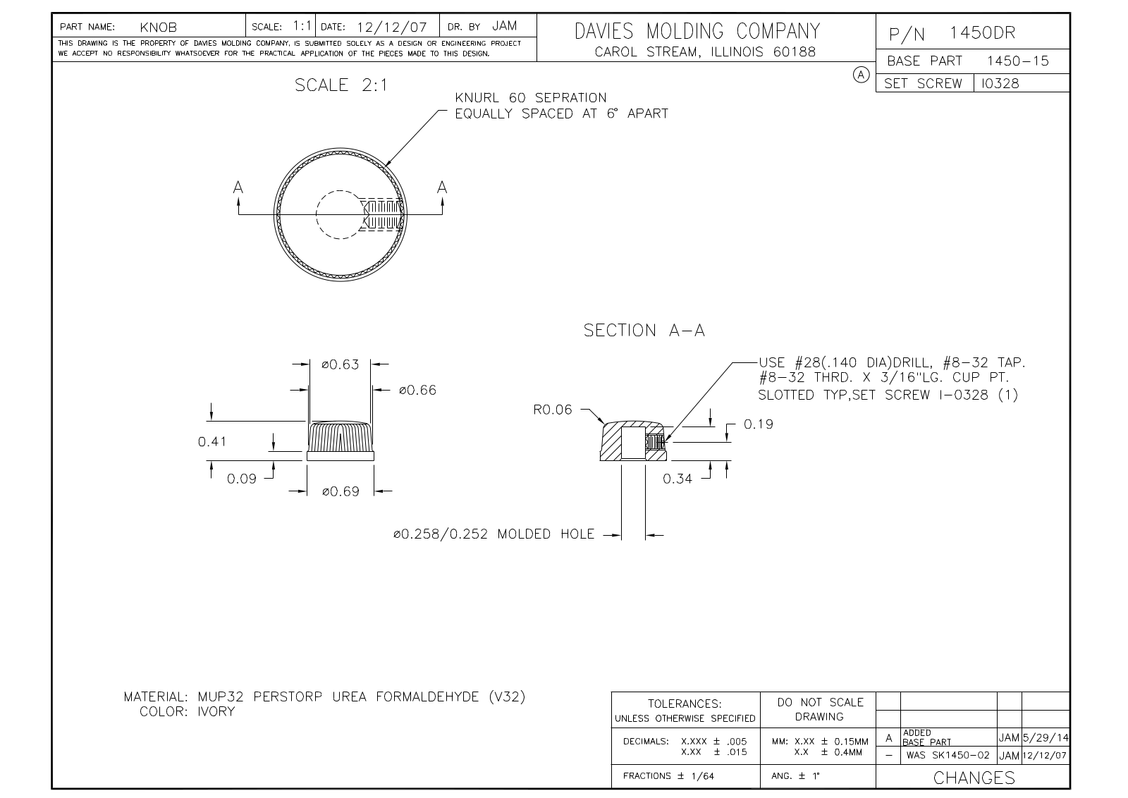 Davies Molding 1450DR Reference Drawing