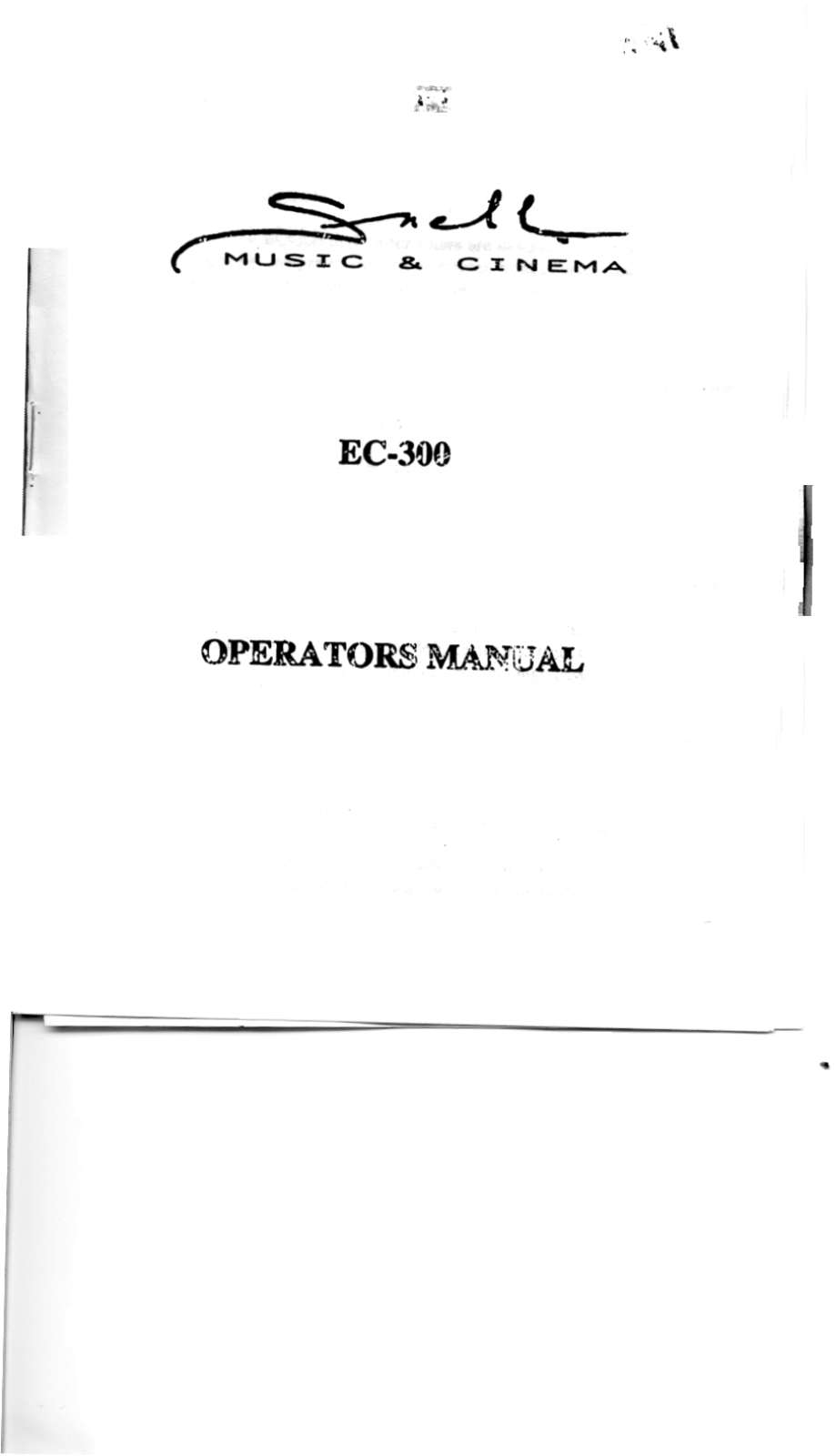 Snell EC-300 Owners manual