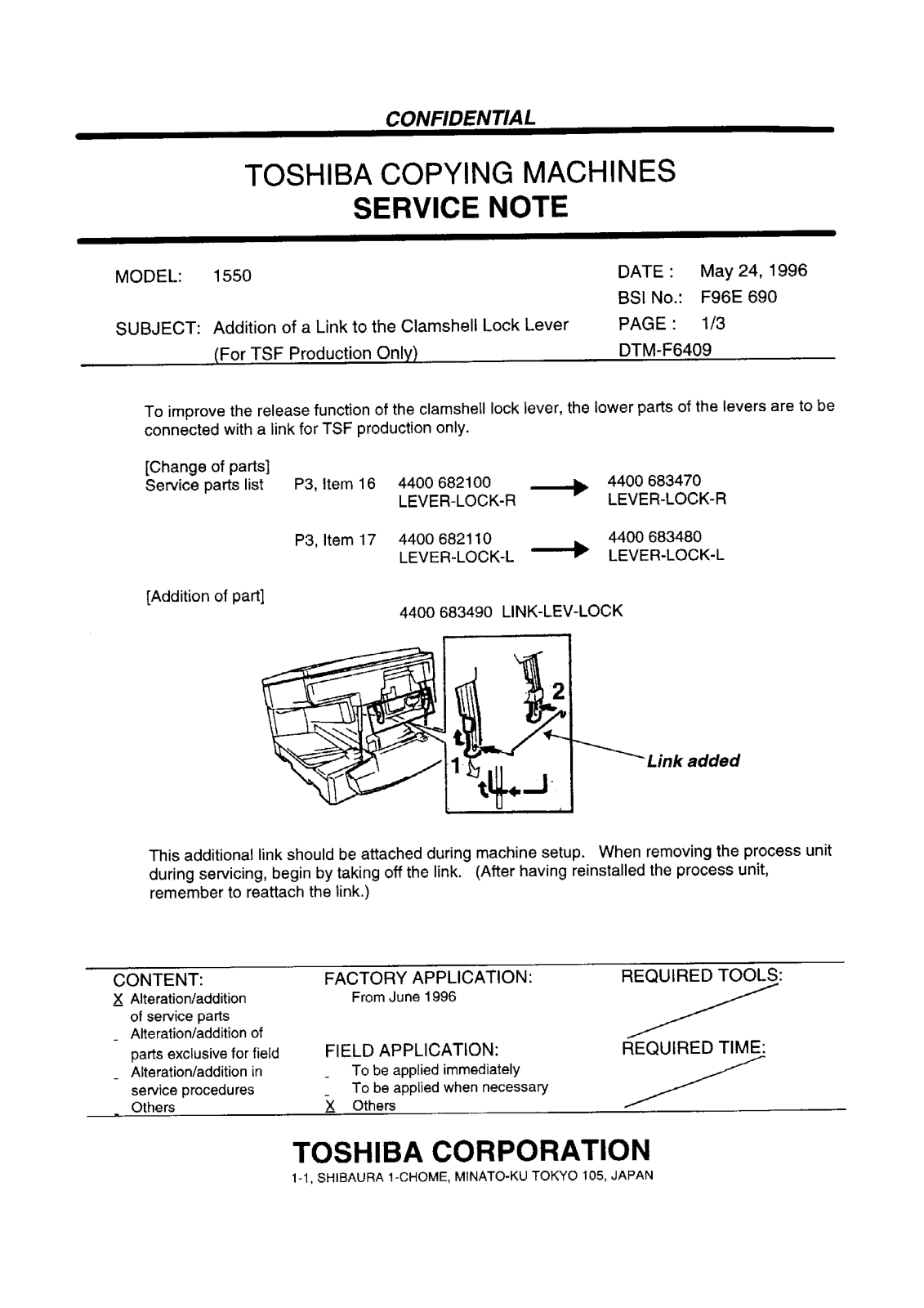 Toshiba f96e690 Service Note