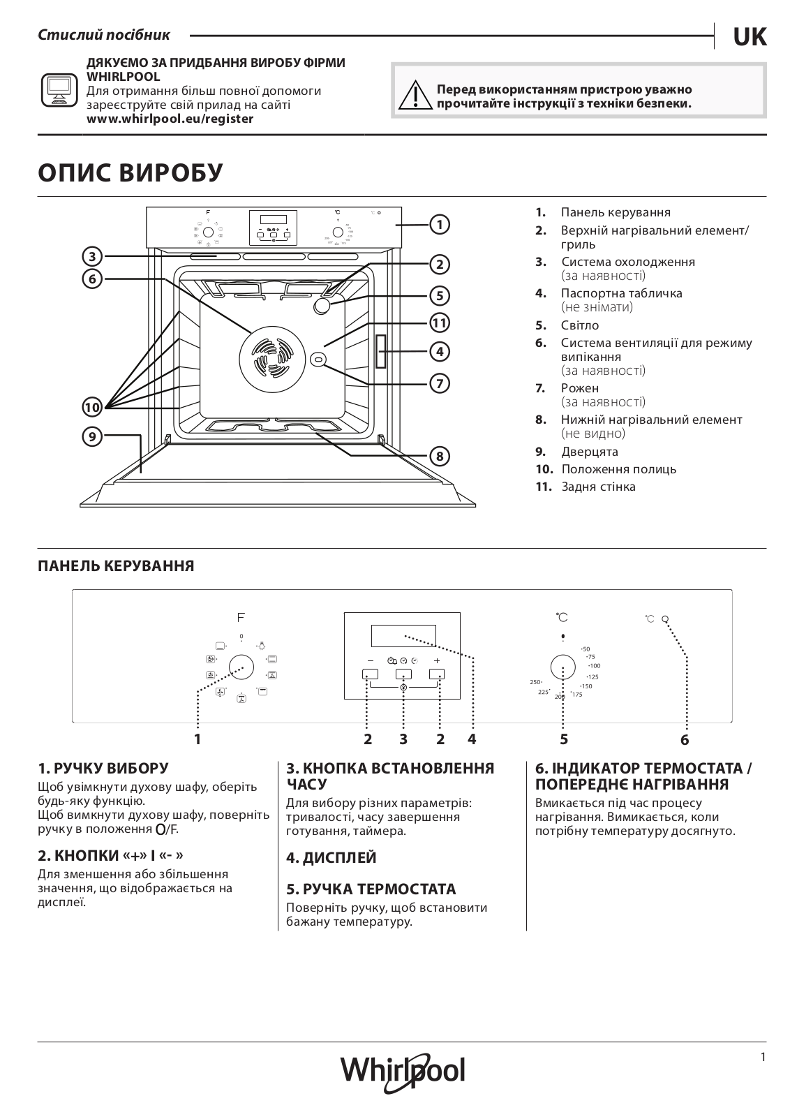 WHIRLPOOL AKP 458/IX Daily Reference Guide