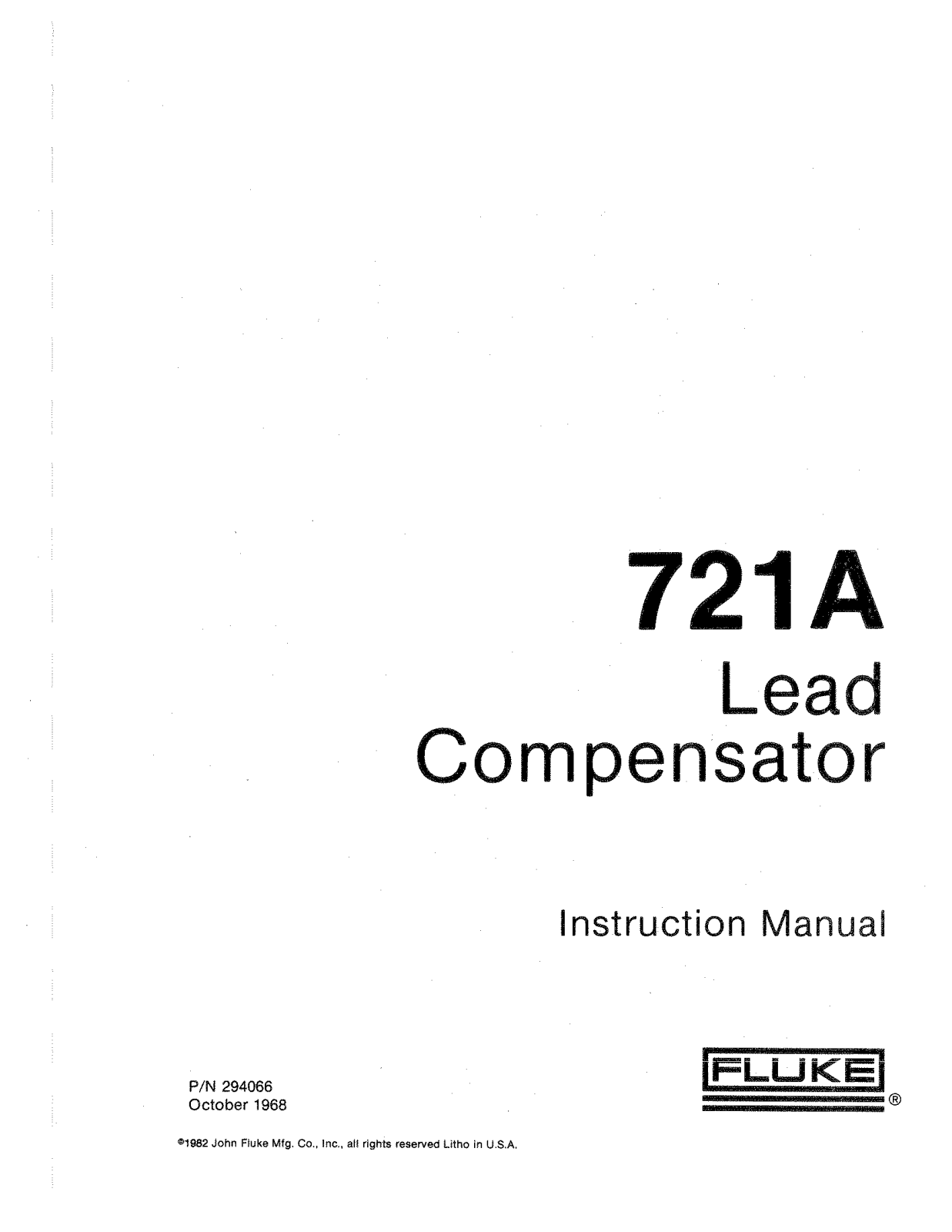 Fluke 721A User Manual