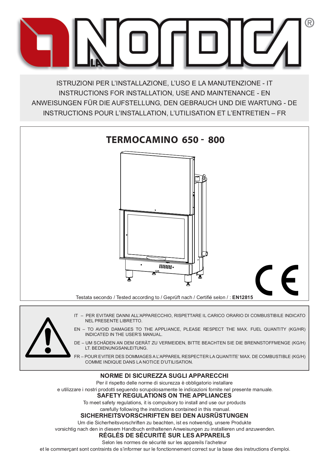 La Nordica TermoCamino 800, TermoCamino 650 User guide