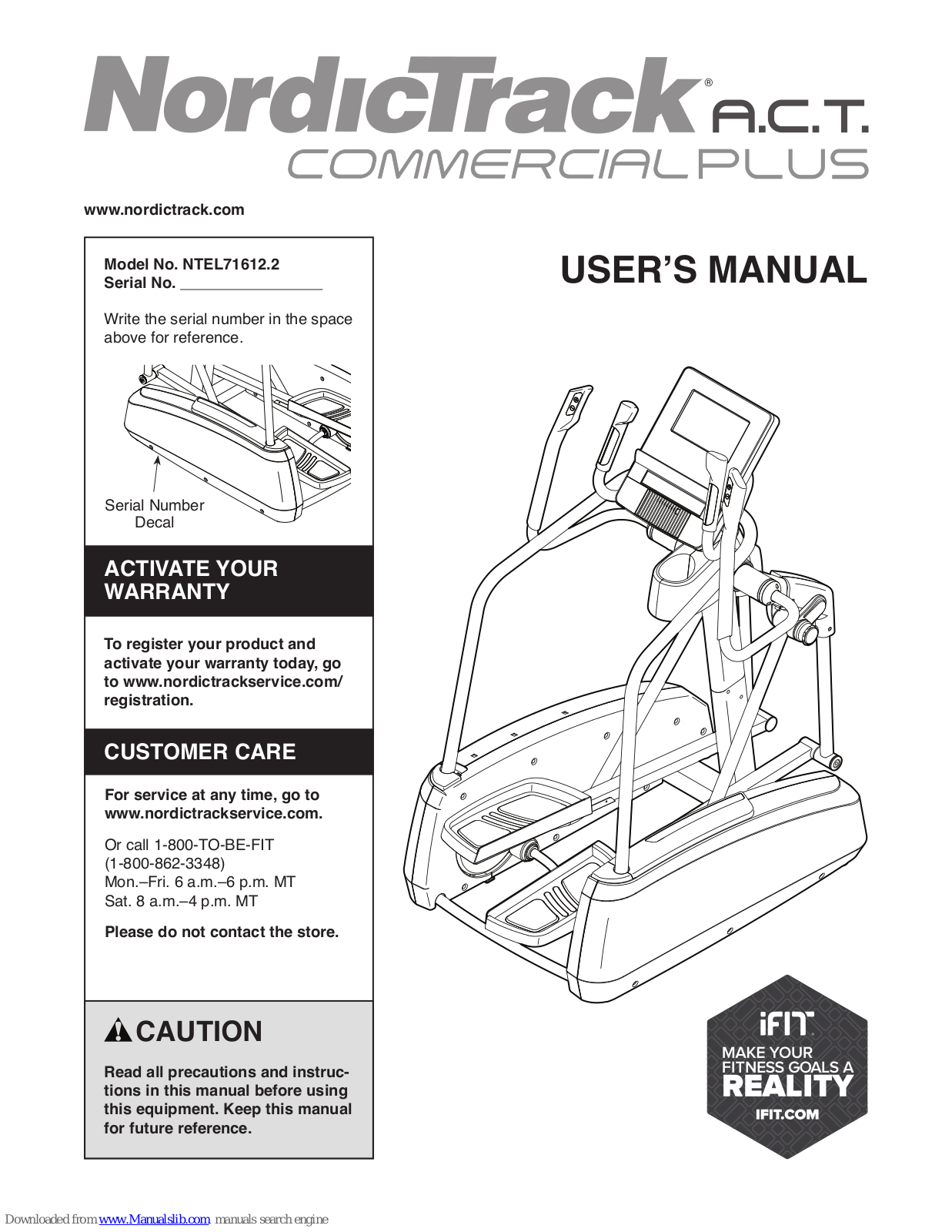 NordicTrack A.C.T. Commercial Plus, NTEL71612.2, A.C.T. Commercial Pro, NTEL71312.0 User Manual